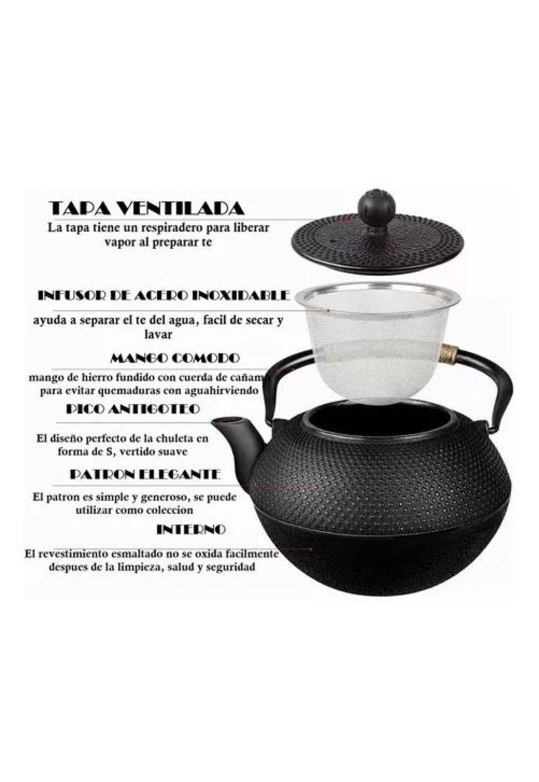 Tetera de Hierro Fundido - Tetera Japonesa con Infusor, 1.2 Litros-3