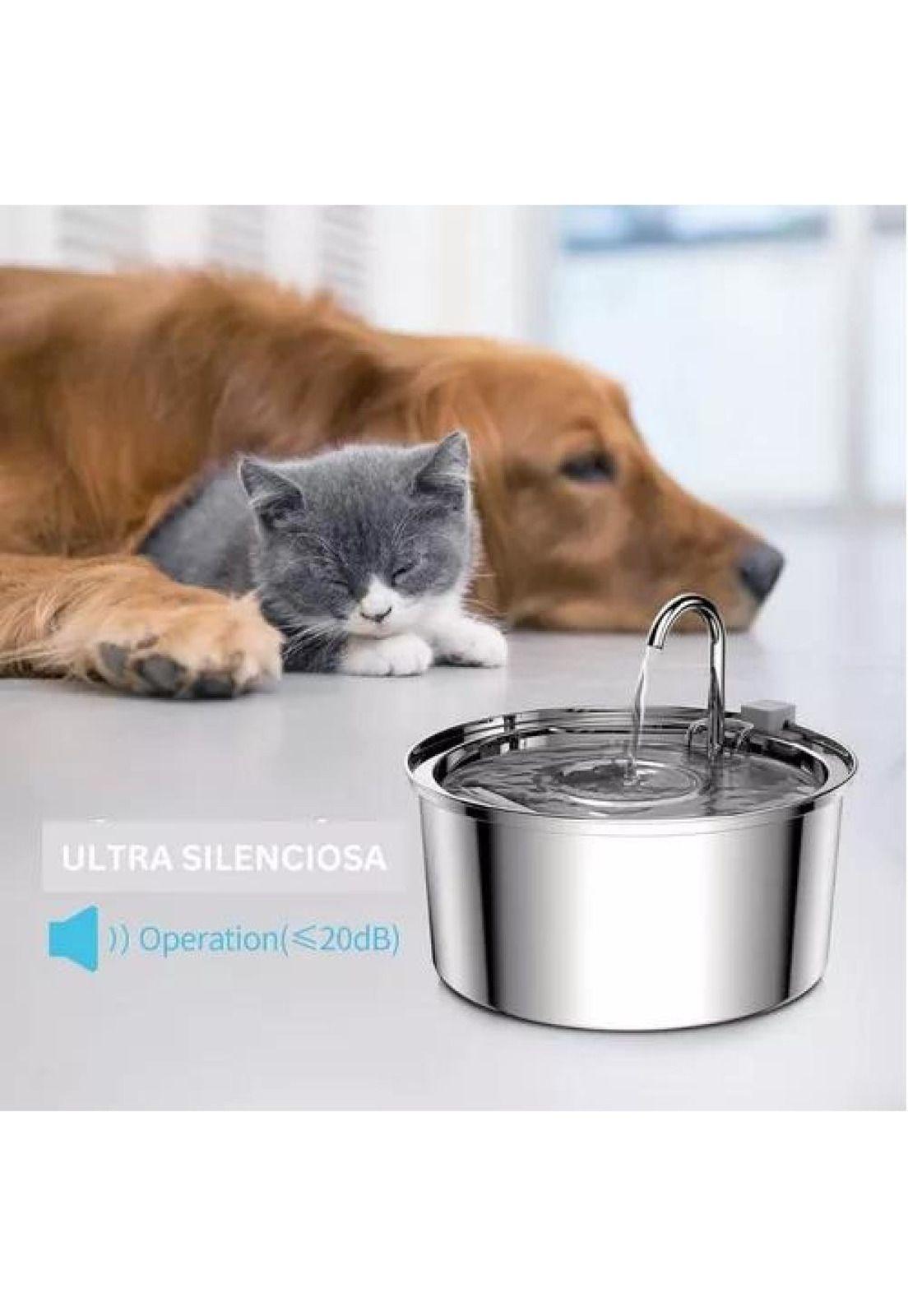 Fuente de Agua para Gato - Acero Inoxidable, Llave Silenciosa-5
