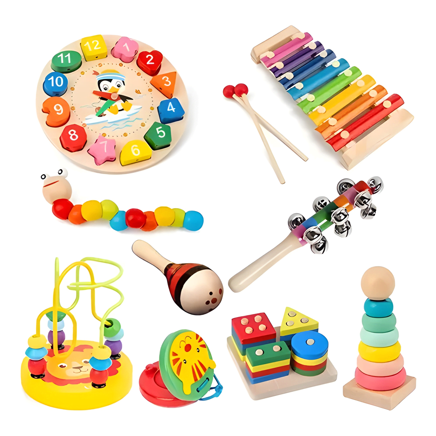 Juguetes aprendizaje de bebe madera didáctico niños 9pc #5-0