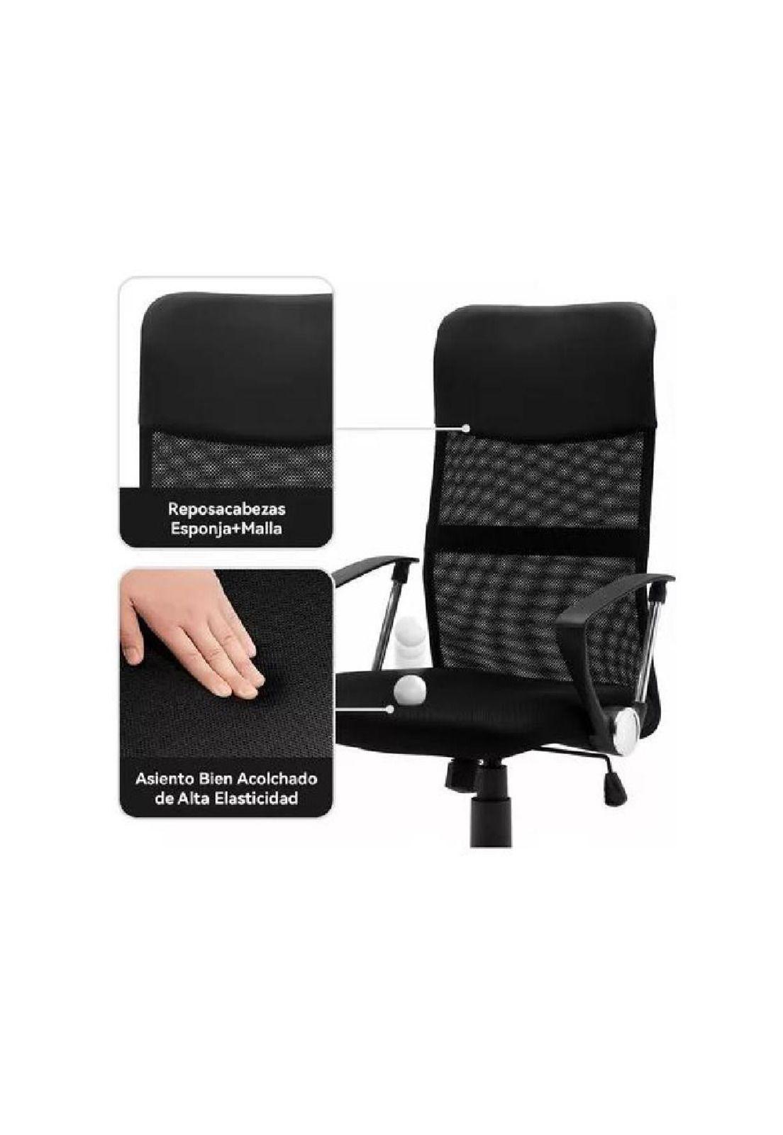 Silla de oficina ergonómica Emilio cuero con malla color negro-2