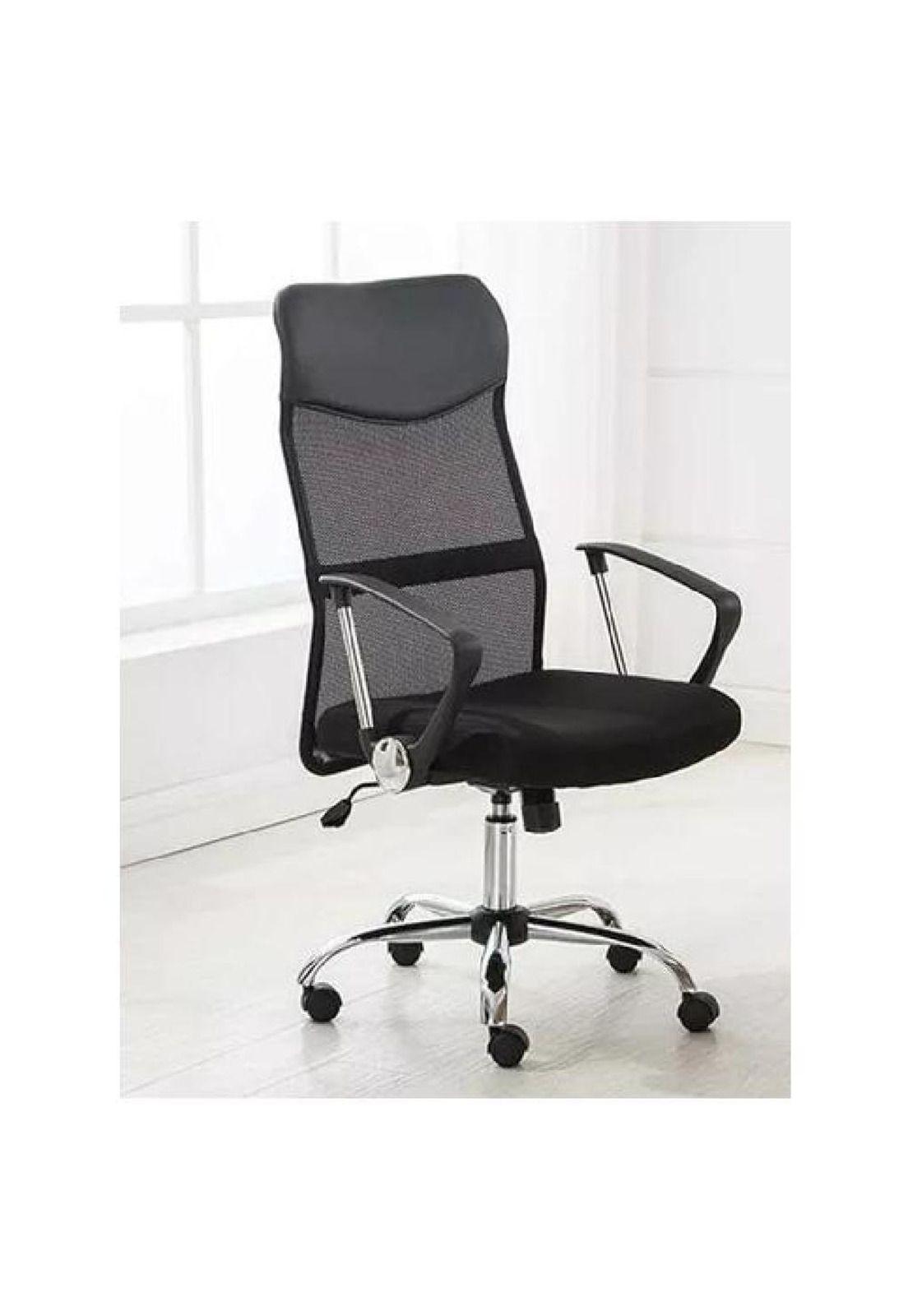 Silla de oficina ergonómica Emilio cuero con malla color negro-5