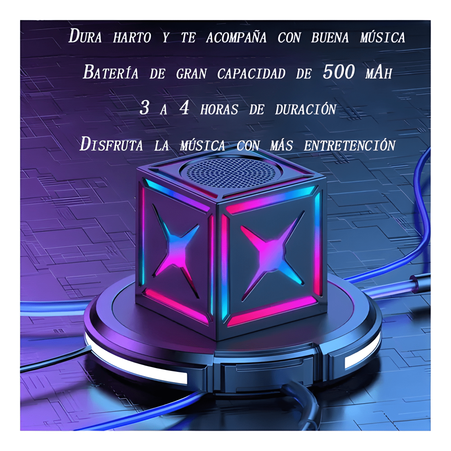 Parlante bluetooth portátil subwoofer luz rgb alta #1-3