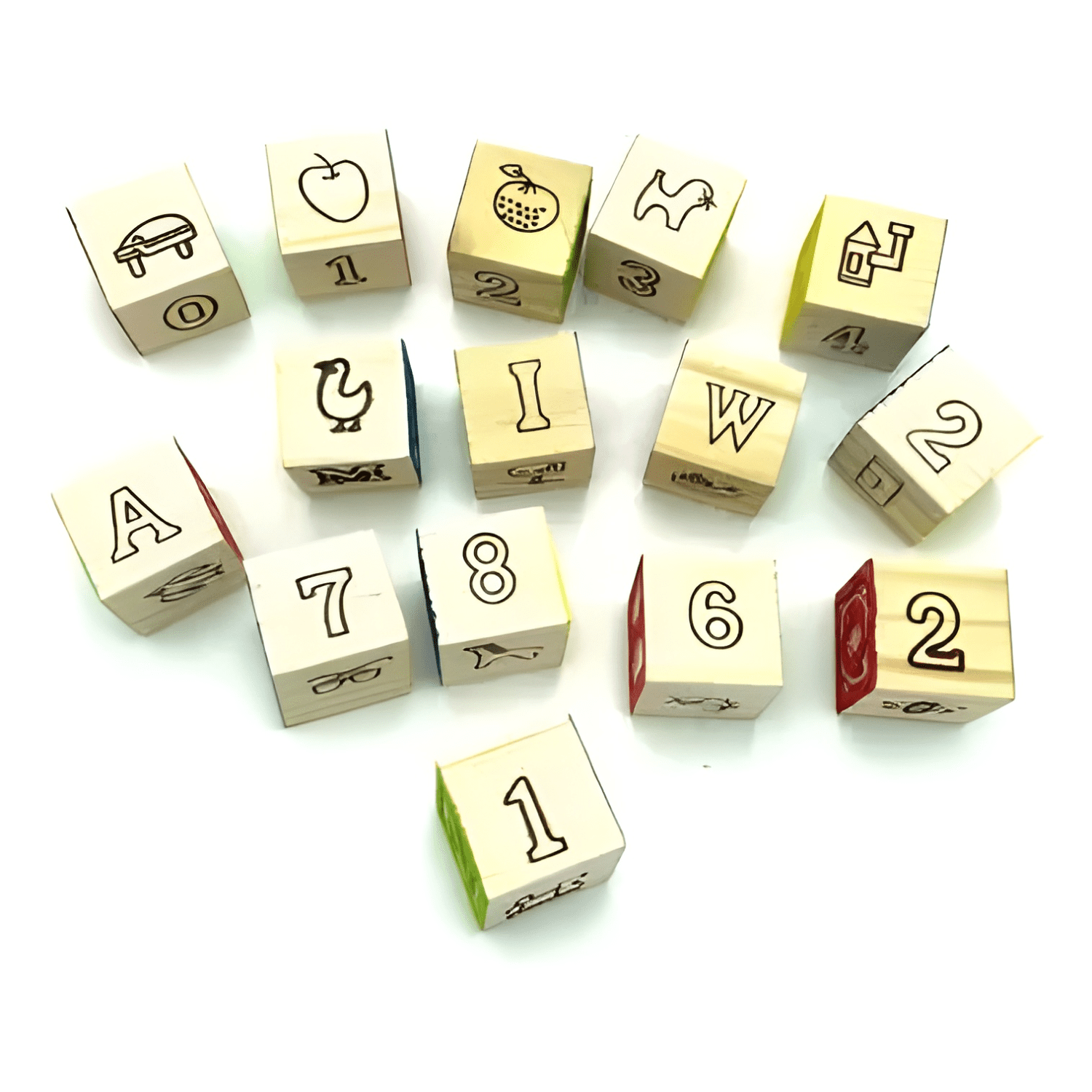 Cubo 48 piezas madera letras números entretenimiento-2