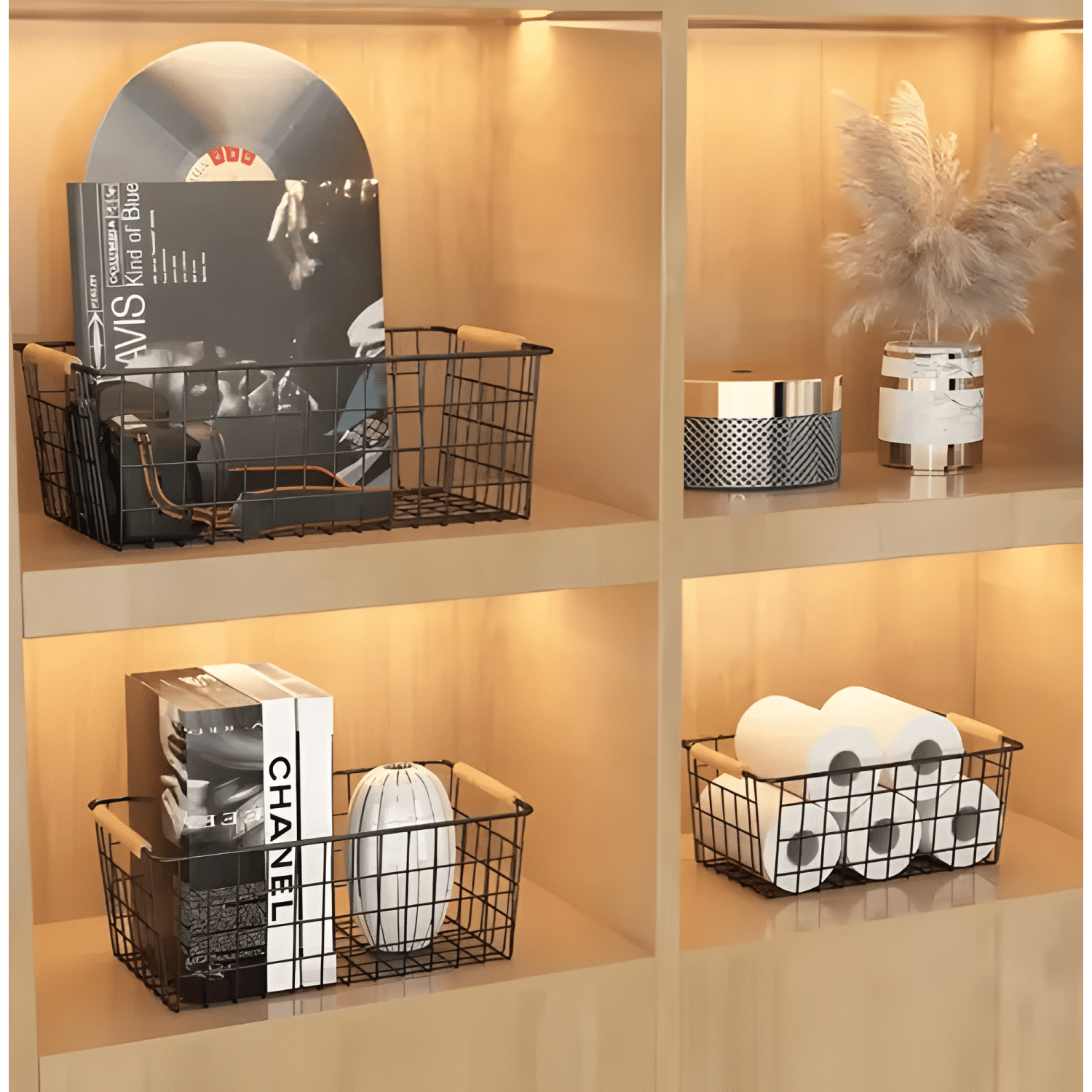 Cesta canasta rejilla metal 28x22x12 cm organizador-3