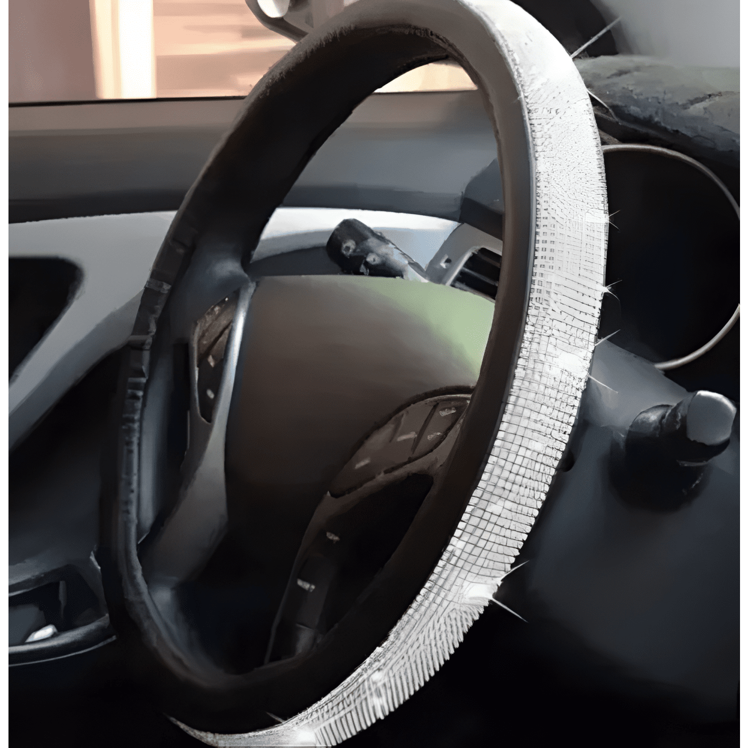 Funda Cubre Volante con Brillos Tipo Diamante Auto/ Camionet-4