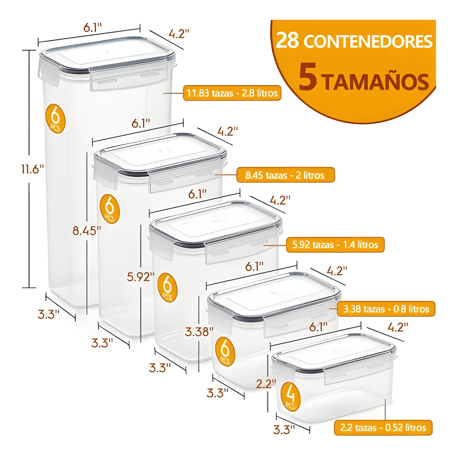 Recipiente hermético plástico portacereales 28u-3