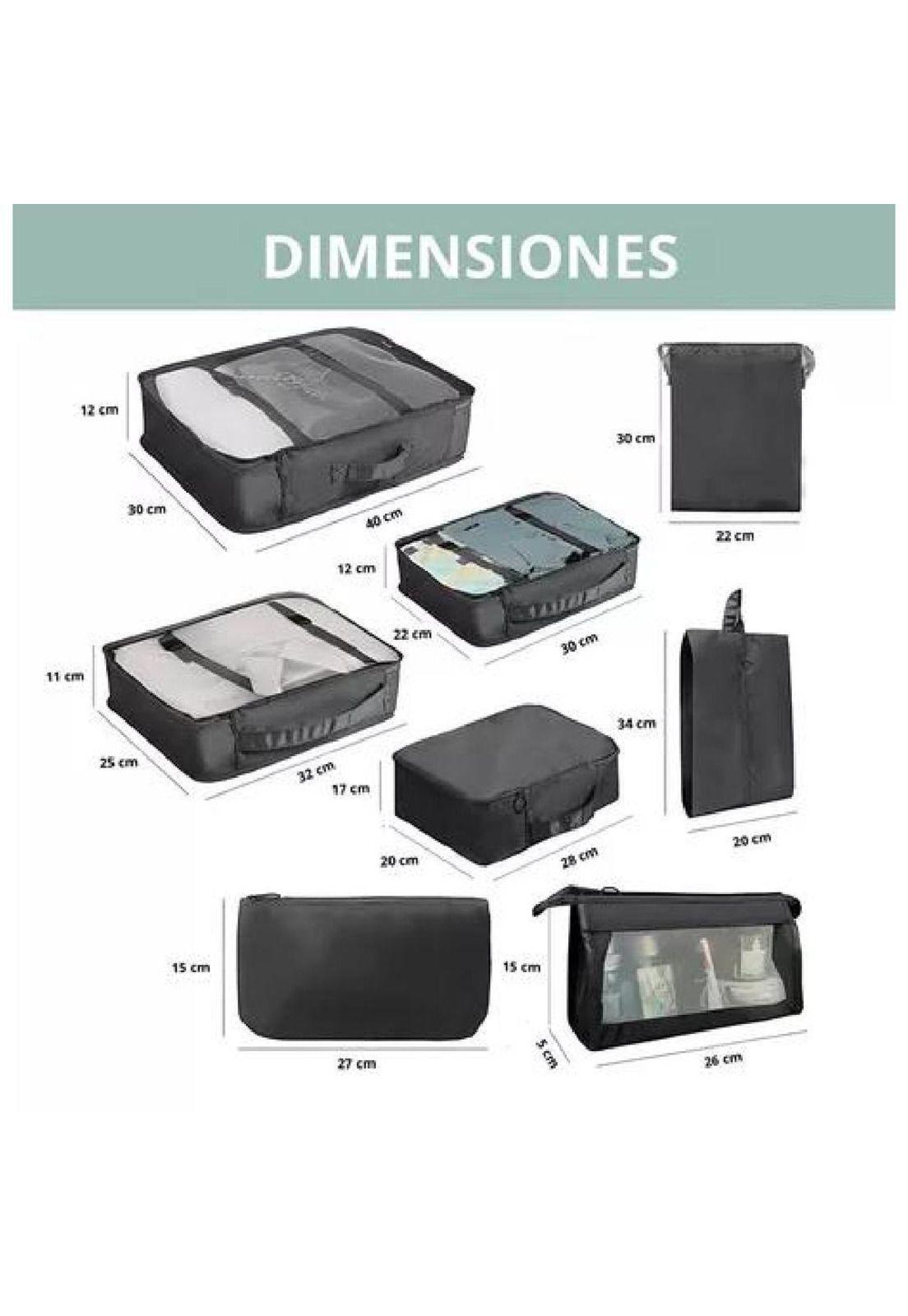 Juego de 8 Bolsas Organizadoras - Color Negro-2