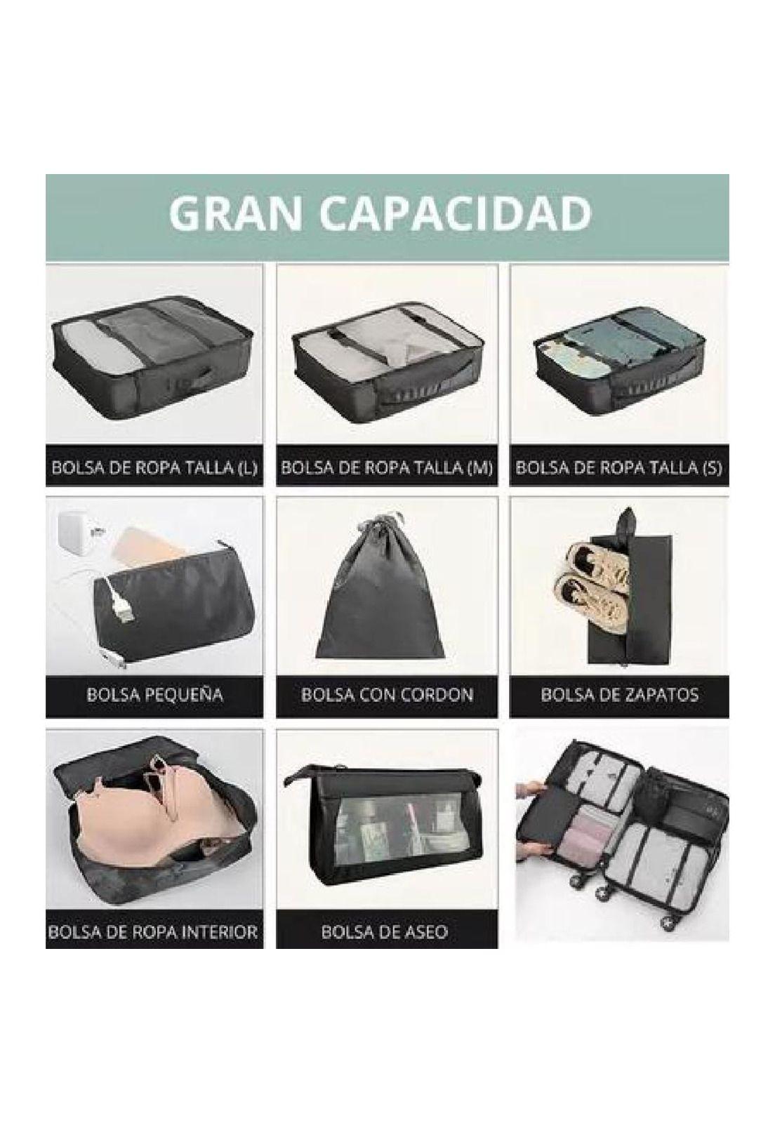 Juego de 8 Bolsas Organizadoras - Color Negro-4