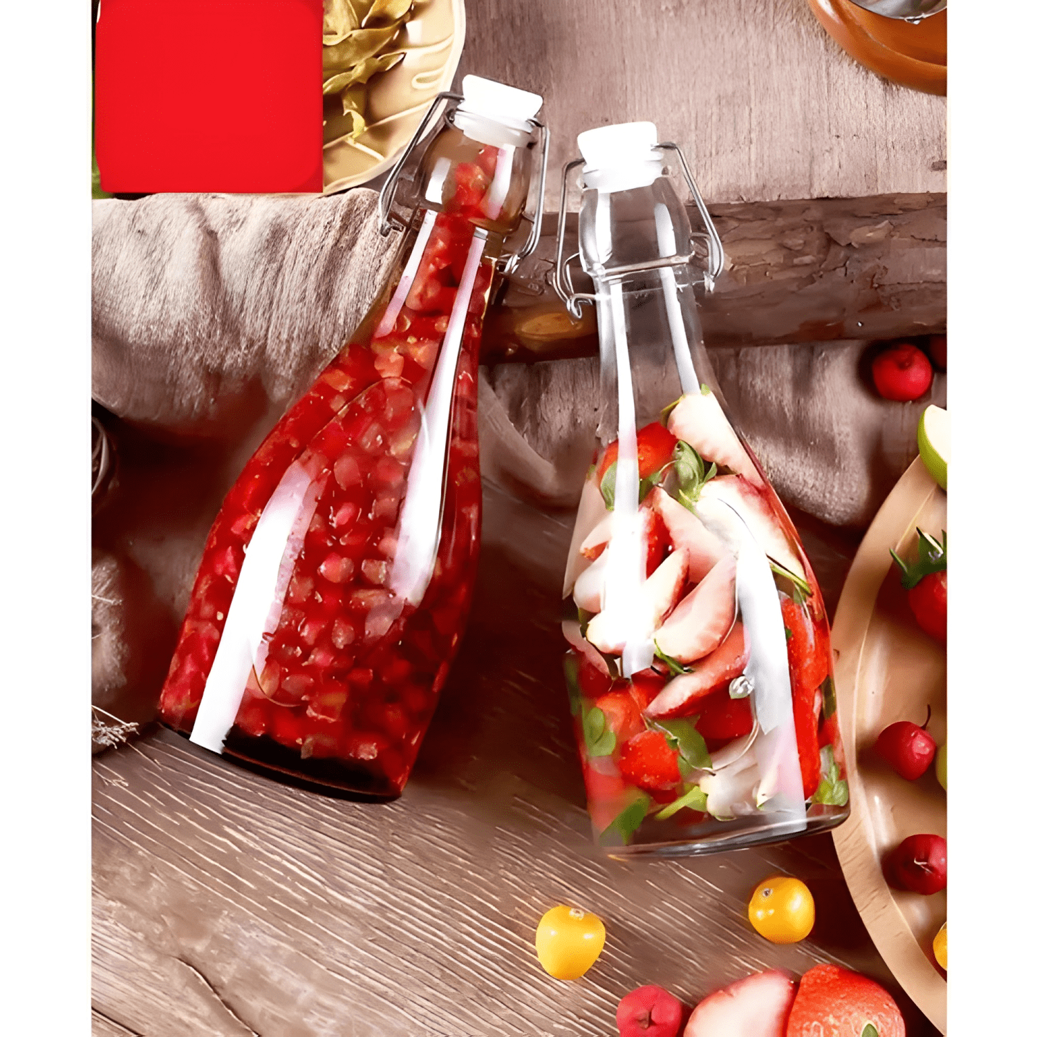 Frasco de vidrio hermético con tapa, vinagra o leche 31 cm-2