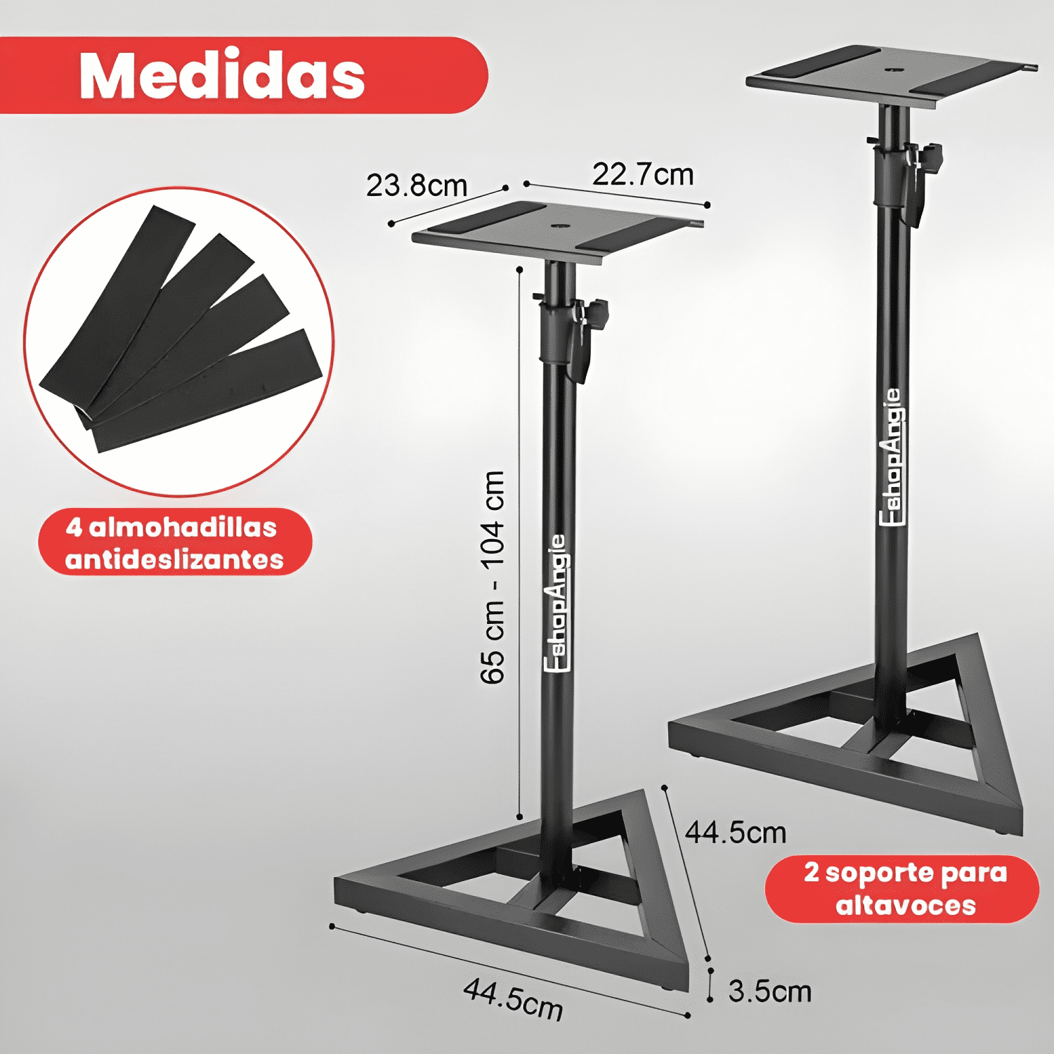 Par de atriles de monitor estudio soporte ajustable Negro #2-2