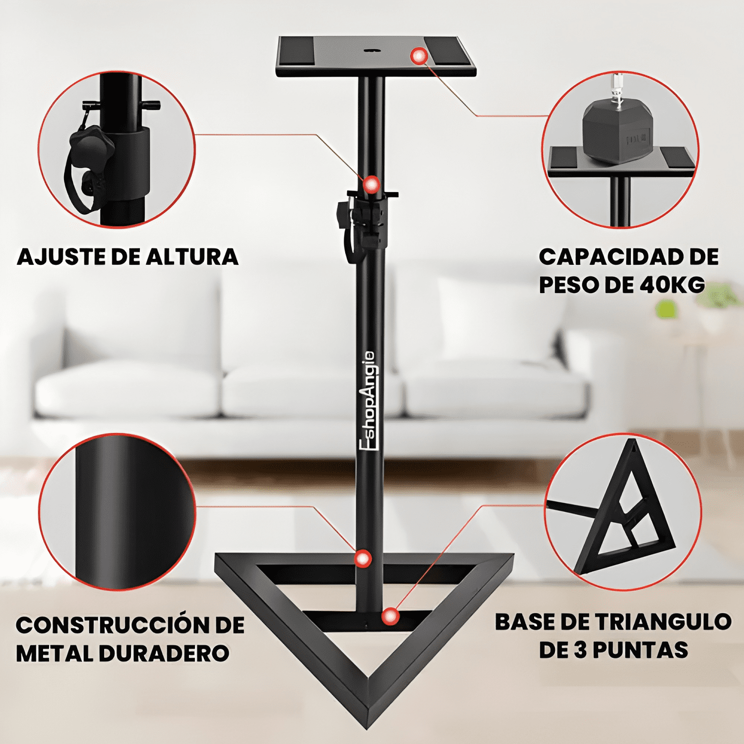 Par de atriles de monitor estudio soporte ajustable Negro #2-4