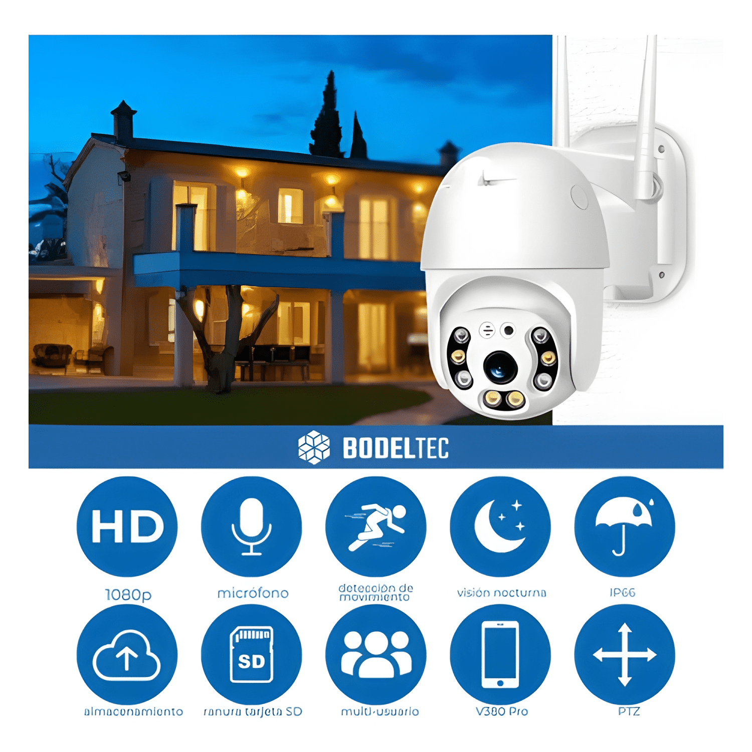 Camara de Seguridad Wifi Exterior 1080p 360° Vision Pack X2-4