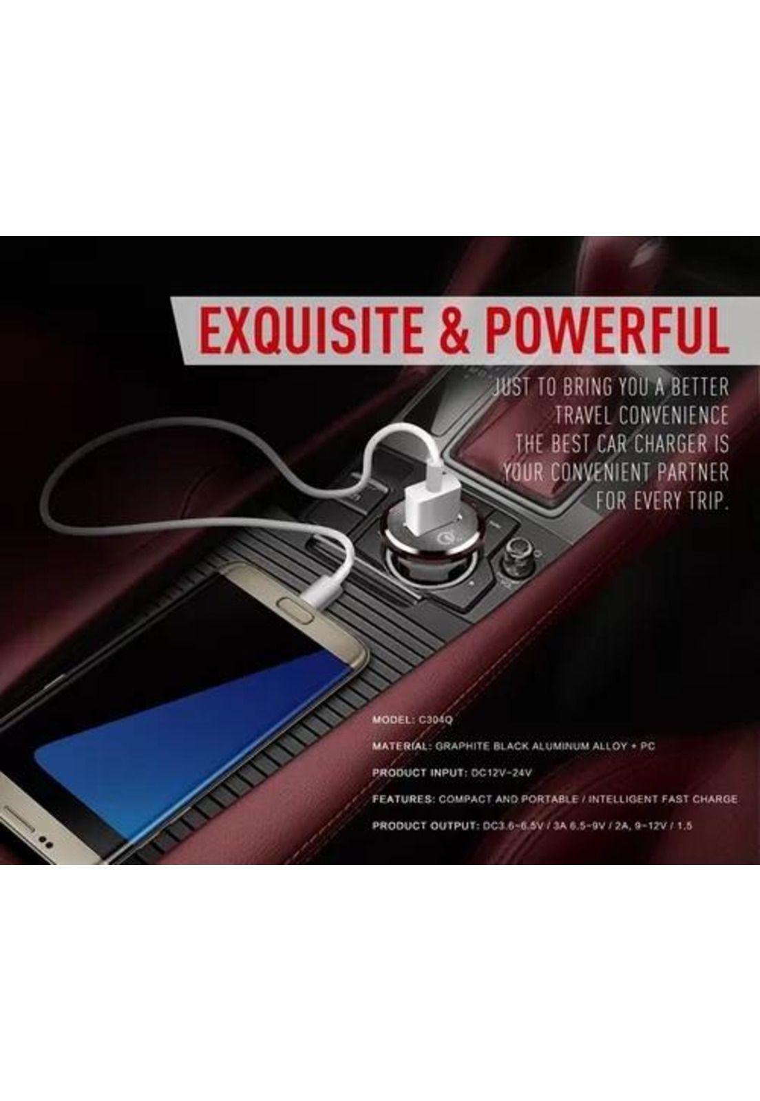 Cargador para auto QC 3.0 con cable micro USB gris-5