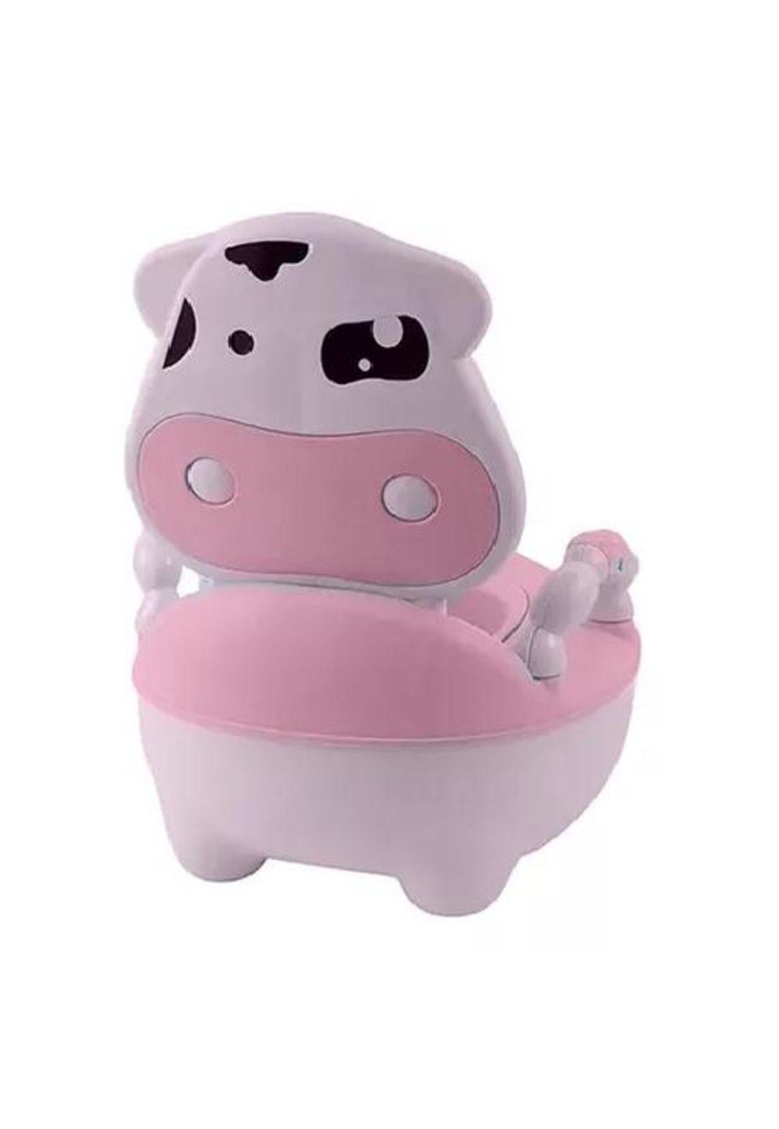 Pelela Bacinica Baño Infantil - Para Niños, Vaquita, Color Rosa, con Cojín-2