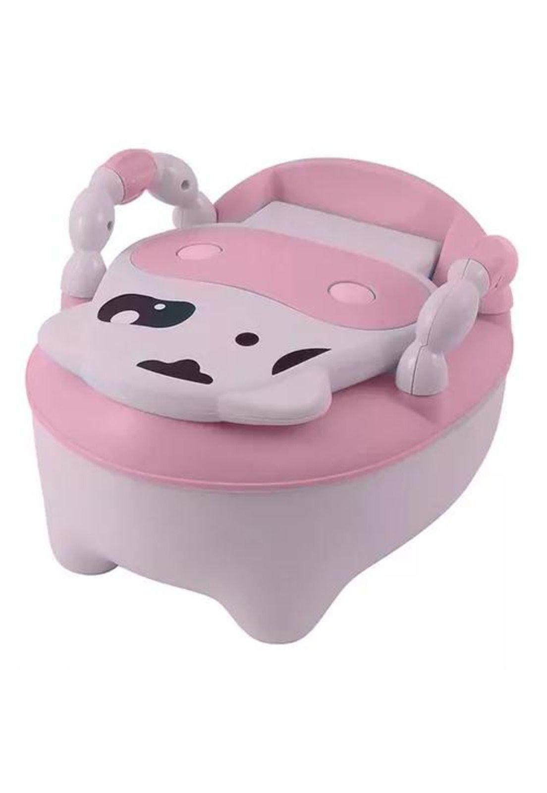 Pelela Bacinica Baño Infantil - Para Niños, Vaquita, Color Rosa, con Cojín-3