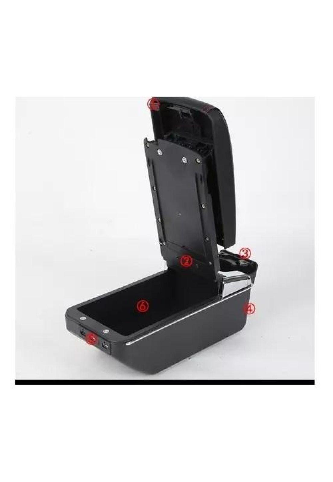Apoya brazos universal para auto, base extensible, 7 puertos USB, color negro-2