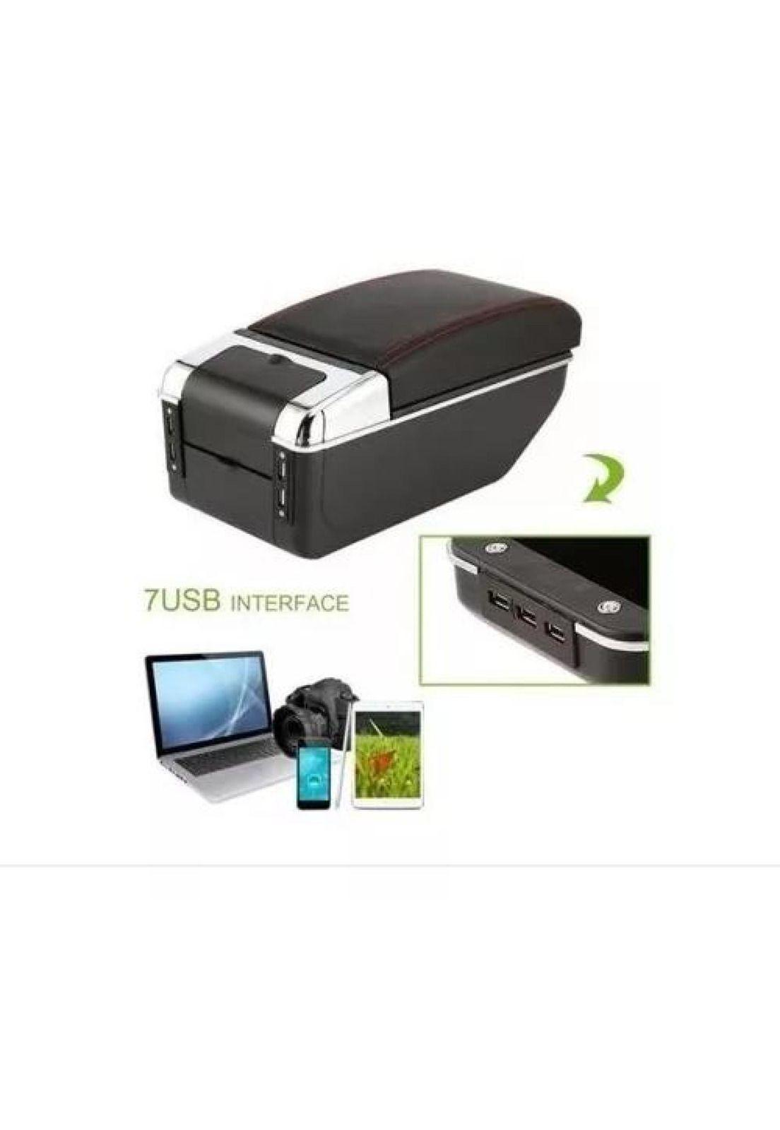 Apoya brazos universal para auto, base extensible, 7 puertos USB, color negro-4