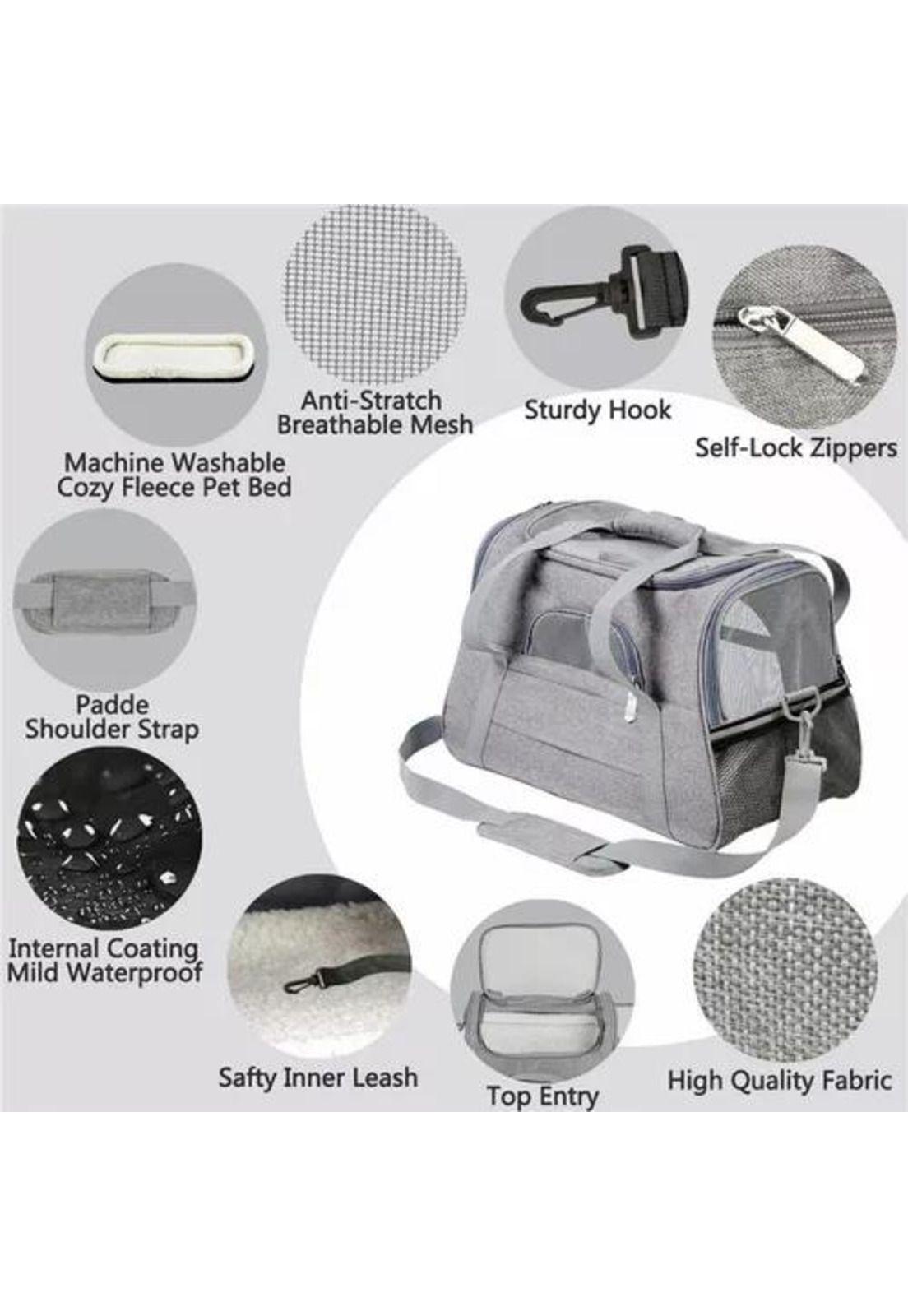 Bolso transportador para mascotas gris-5