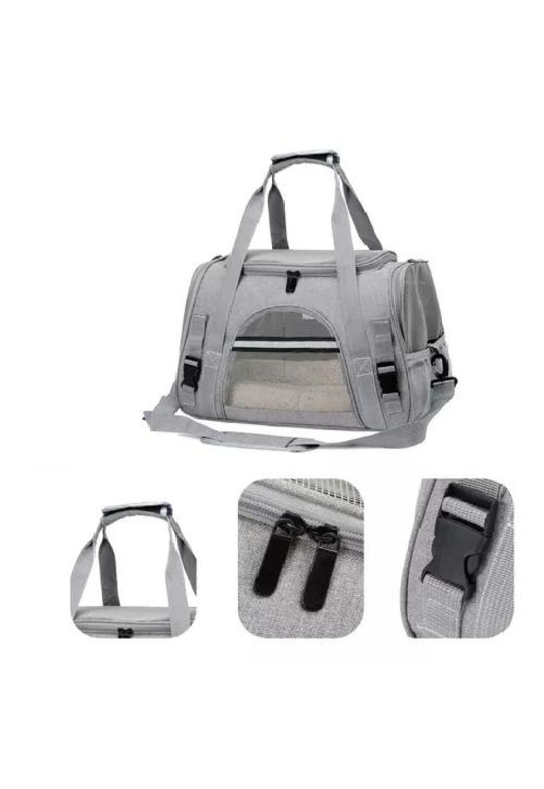 Bolso transportador para mascotas gris-6