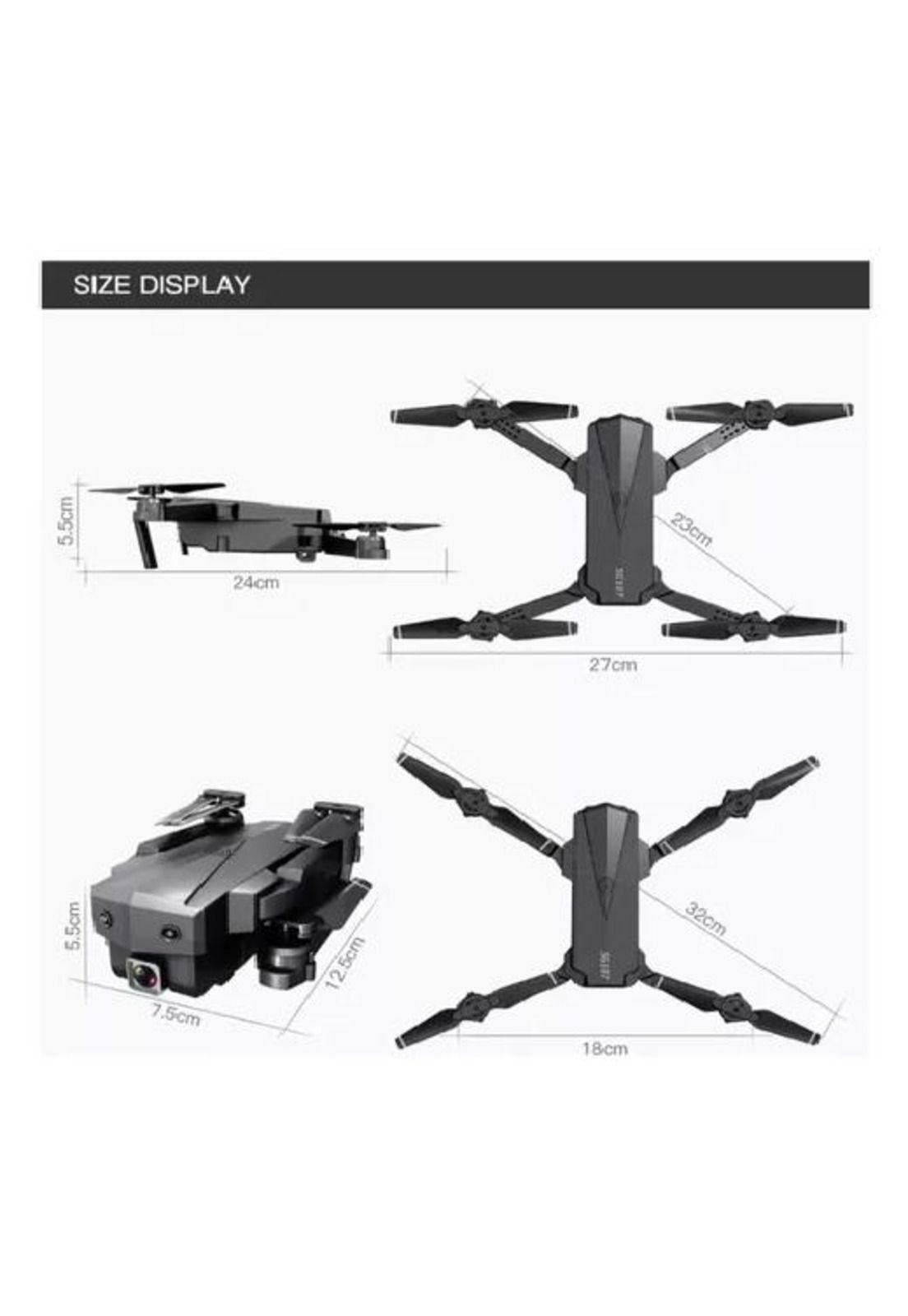 Drone con cámara plegable, dron barato, resistente negro-3