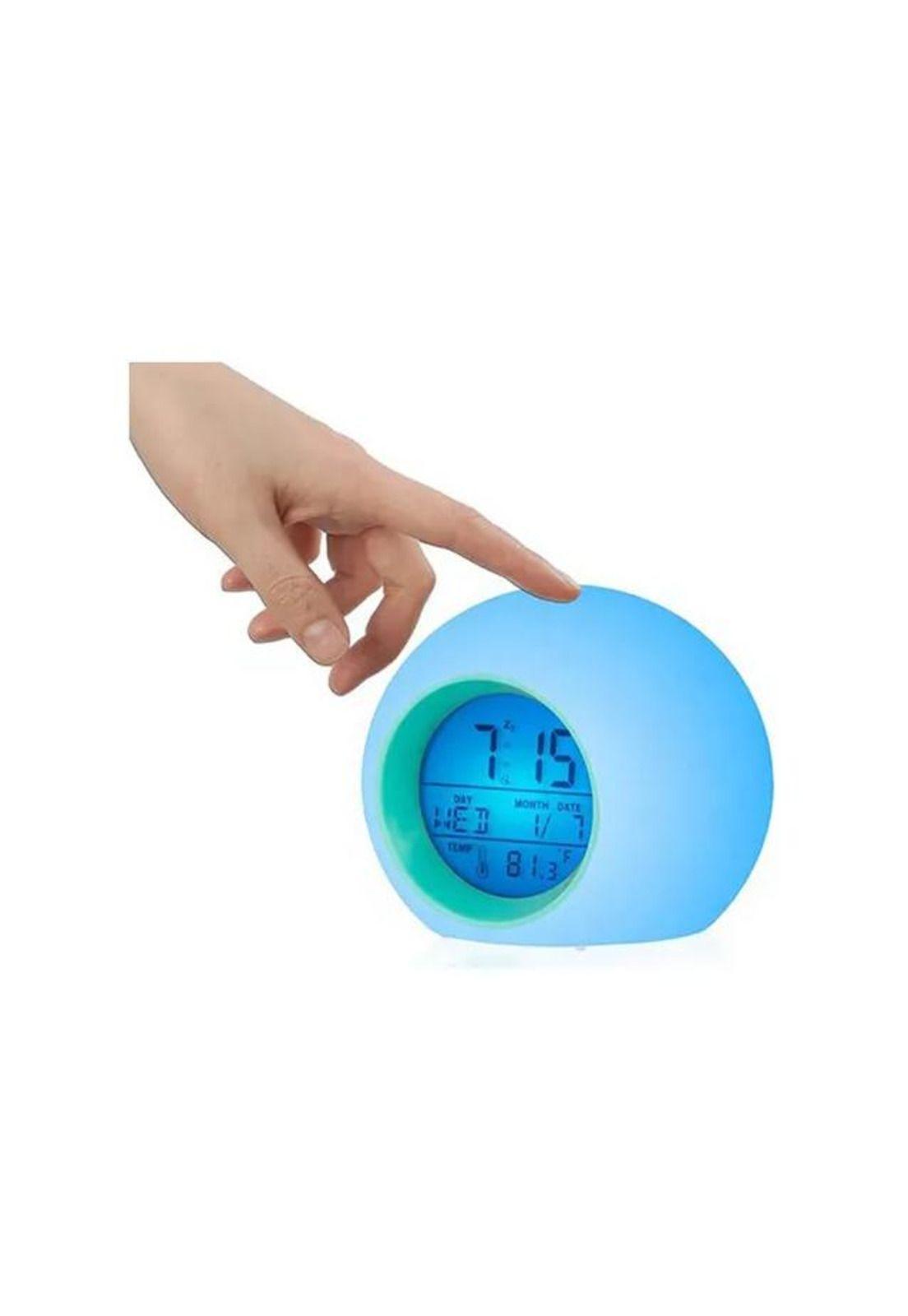 Reloj despertador pantalla redondo temperatura alarma col...-3