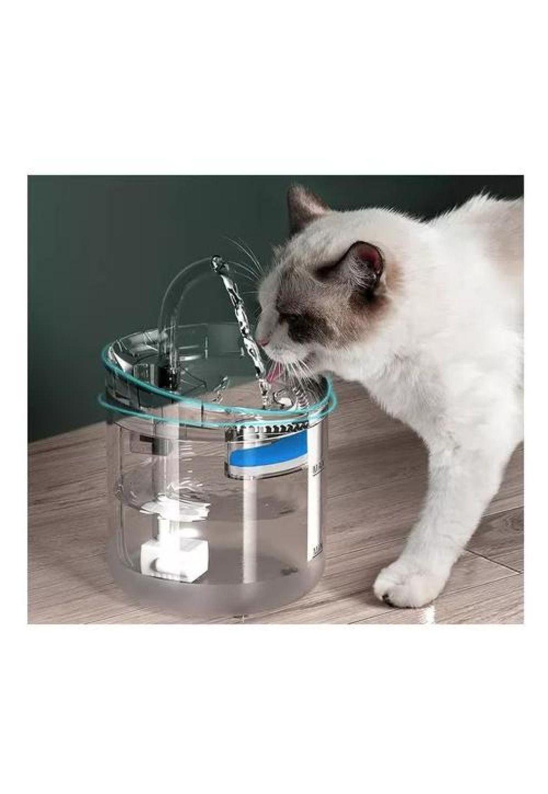 Fuente bebedero para gatos y mascotas, color transparente-6