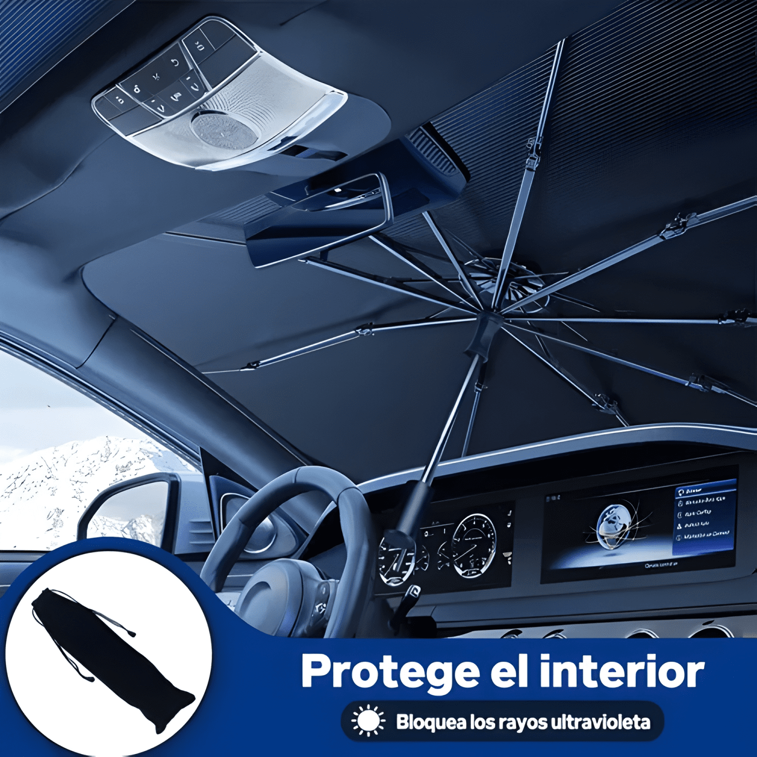 Quitasol Tipo Sombrilla para Auto Parabrisa Universal Plus-1
