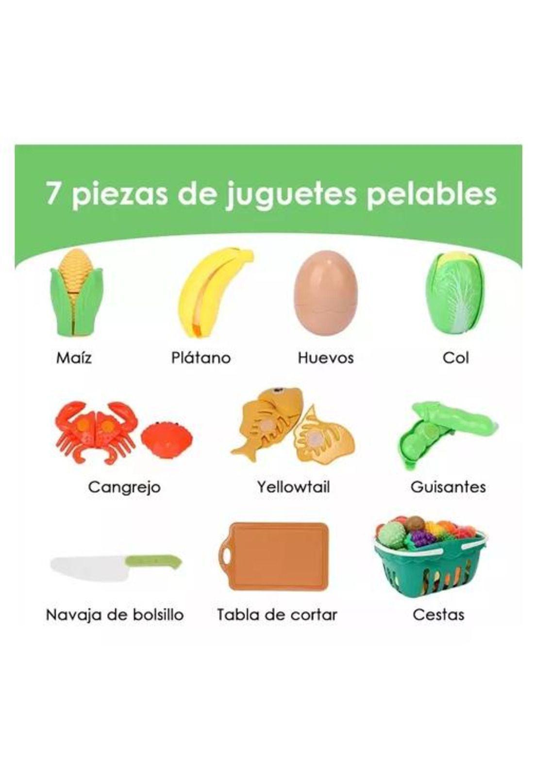 Juguete de corte de cocina de frutas y verduras 51 piezas multicolor-5