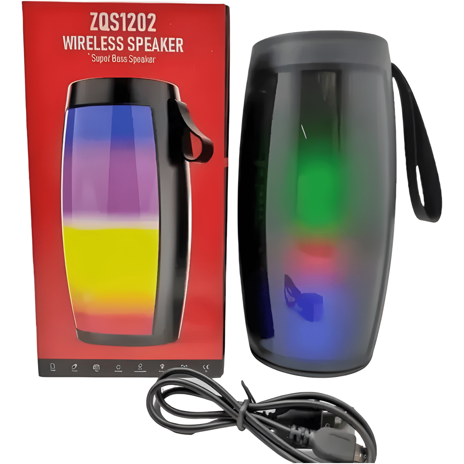 Parlante bluetooth portátil luces rgb led mini speaker Negro-3