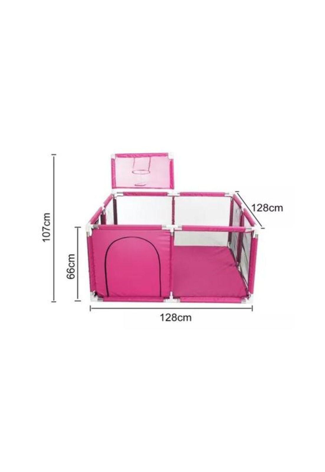Corral de seguridad para bebés con aro de basket, 128cm, rosa-3