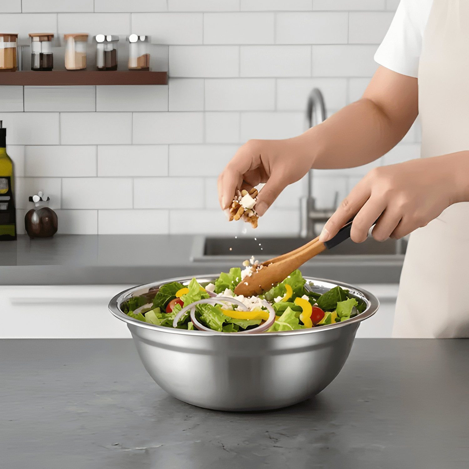 Bowl acero inoxidable 18cm cocina repostería premium-2