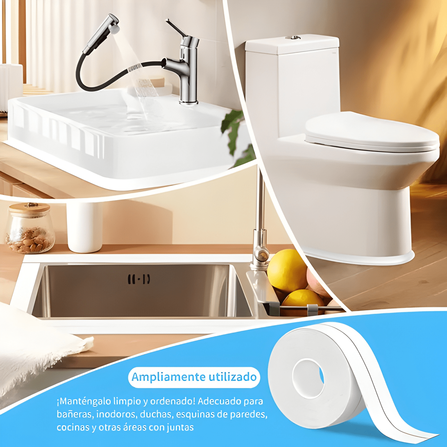 Tira Sellado Baño Impermeable Ducha Calafateo Cinta Adhesiva-4