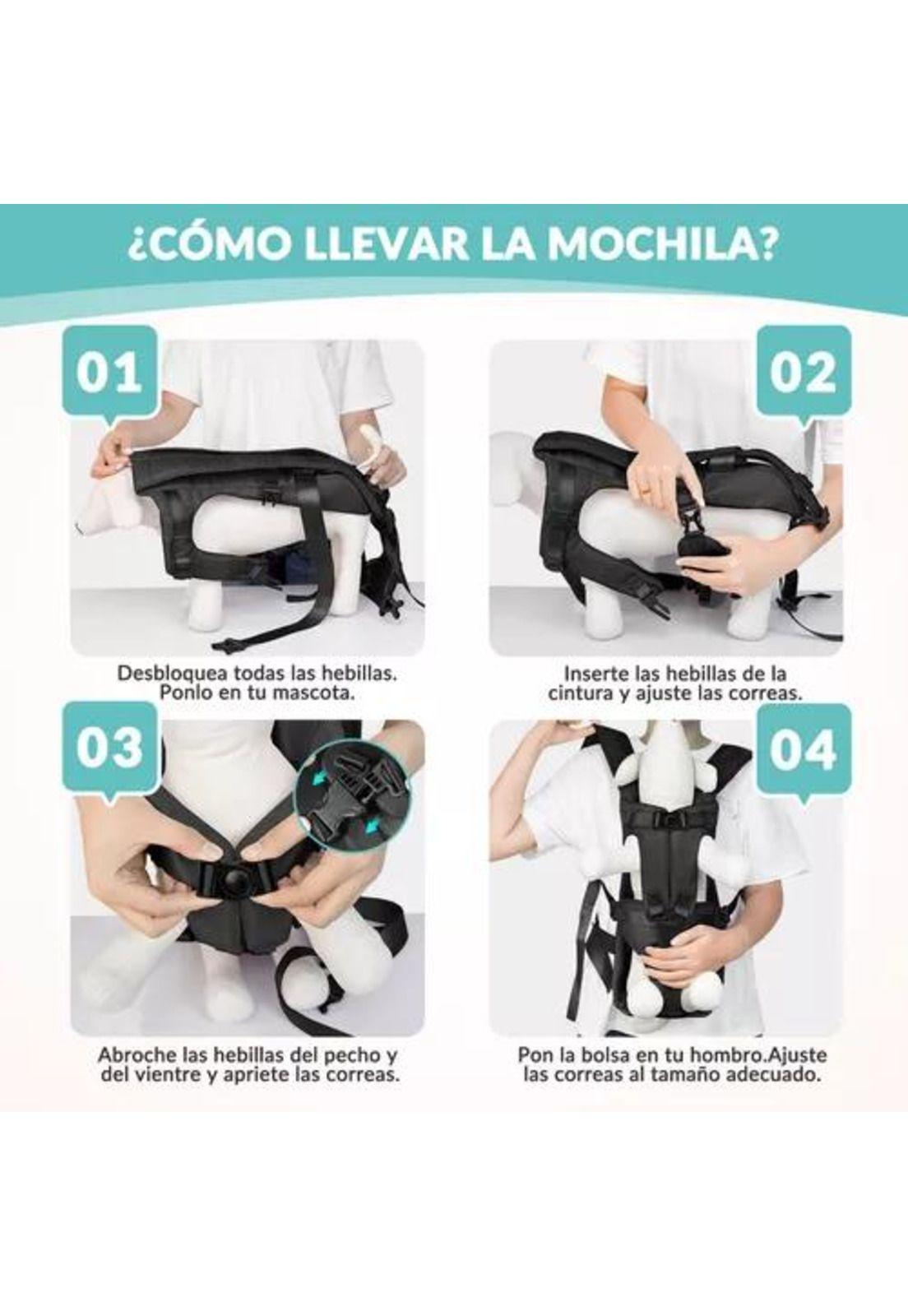 Mochila transportadora ajustable para mascotas perros S negro-4