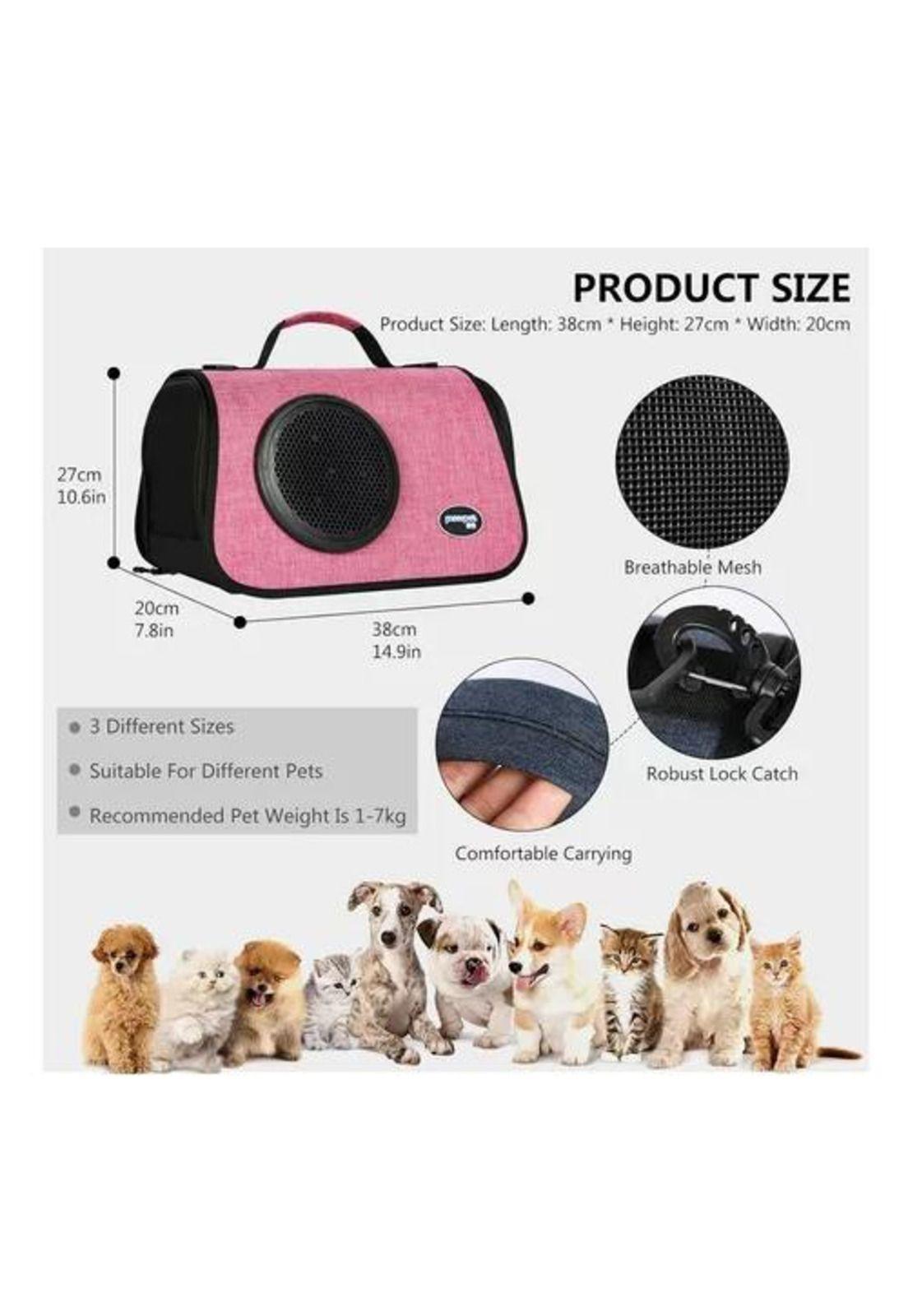 Bolso de transporte cápsula para mascotas malla transpirable fucsia-3