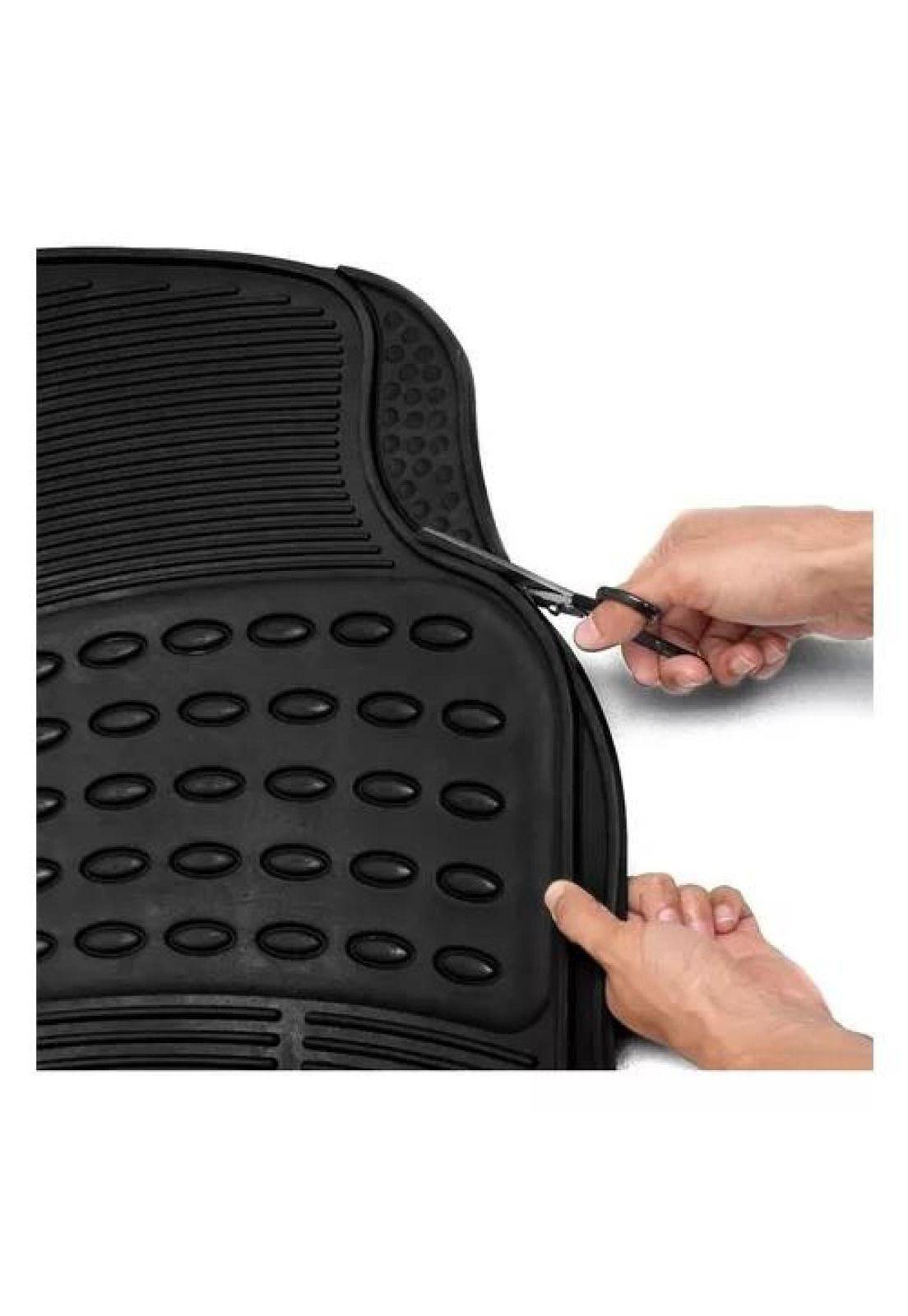 Alfombra de piso de goma para auto, universal, set de 3 piezas, color negro-3