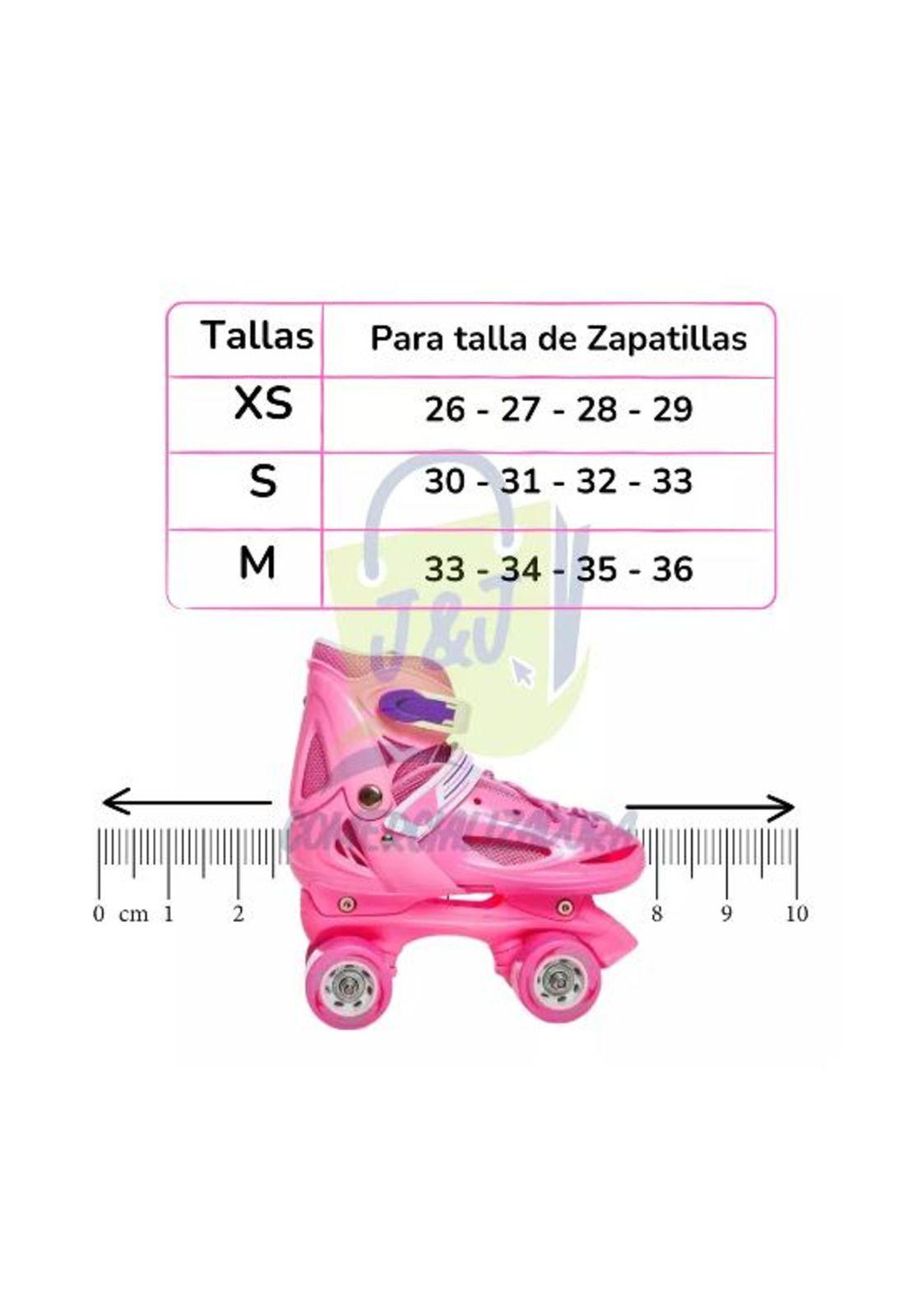 Patines rollers niña más protectores y casco talla M 25-29, rosado-4