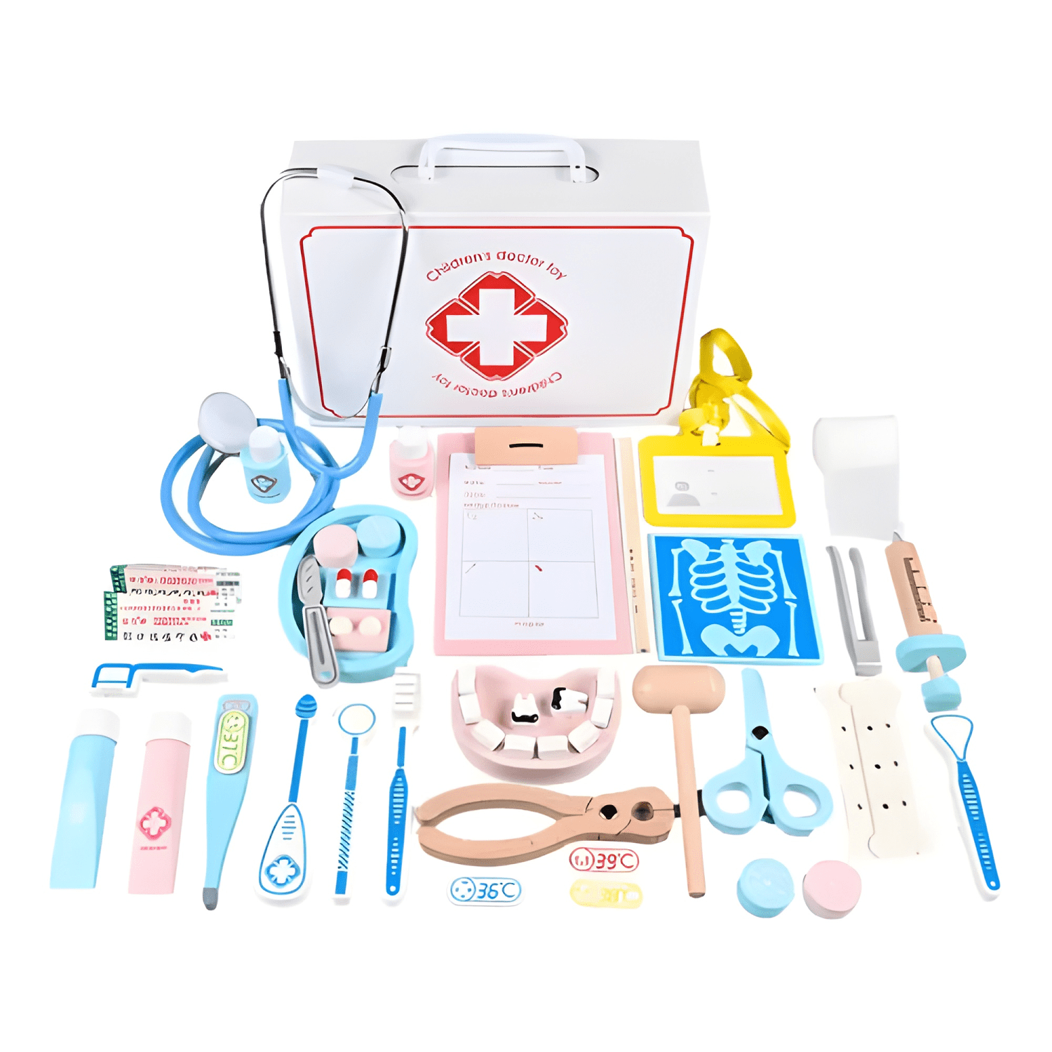 Juguete didáctico kit médico dentista madera niños #2-0
