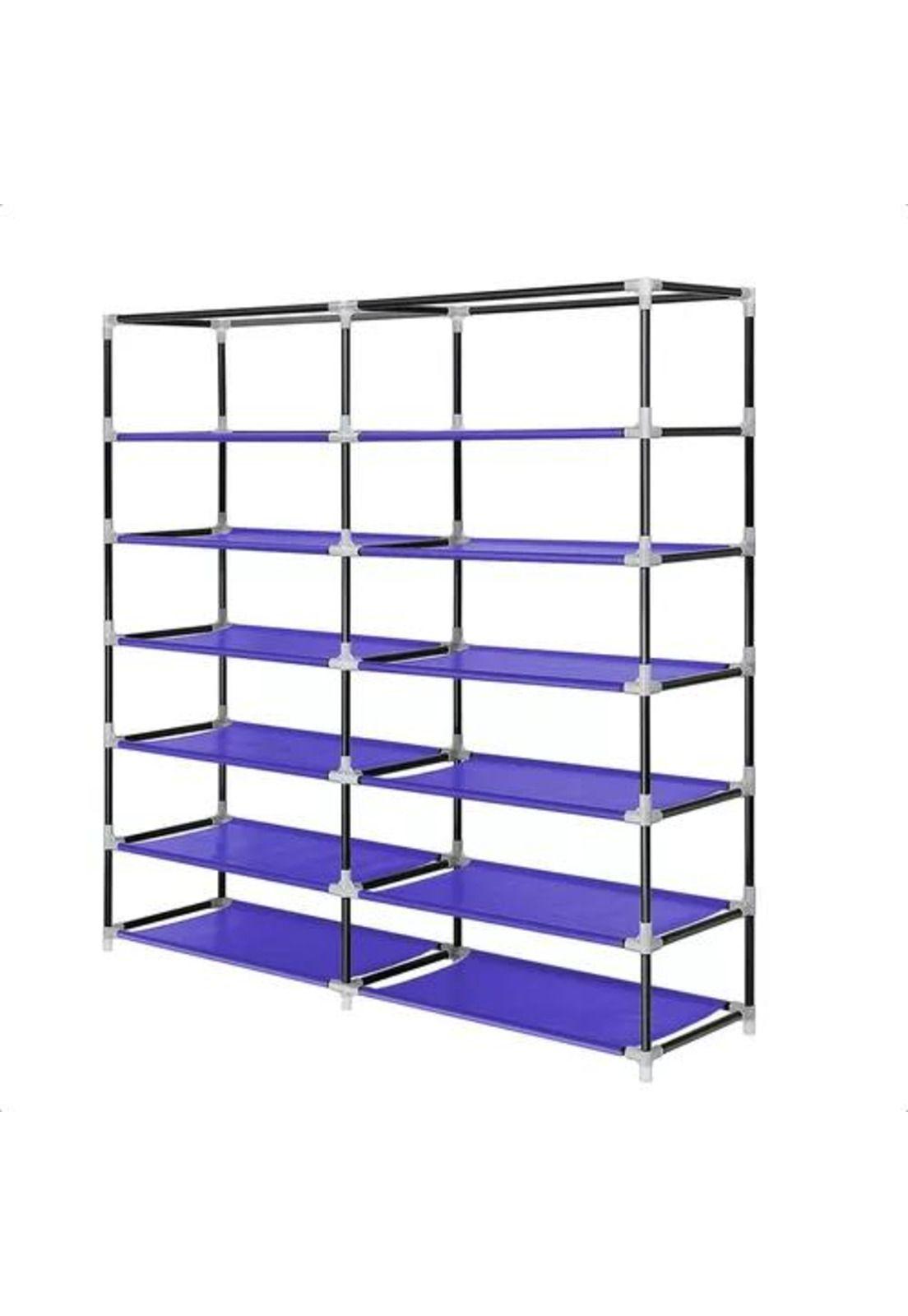 Zapatero armable 12 pisos organizador con funda azul-2