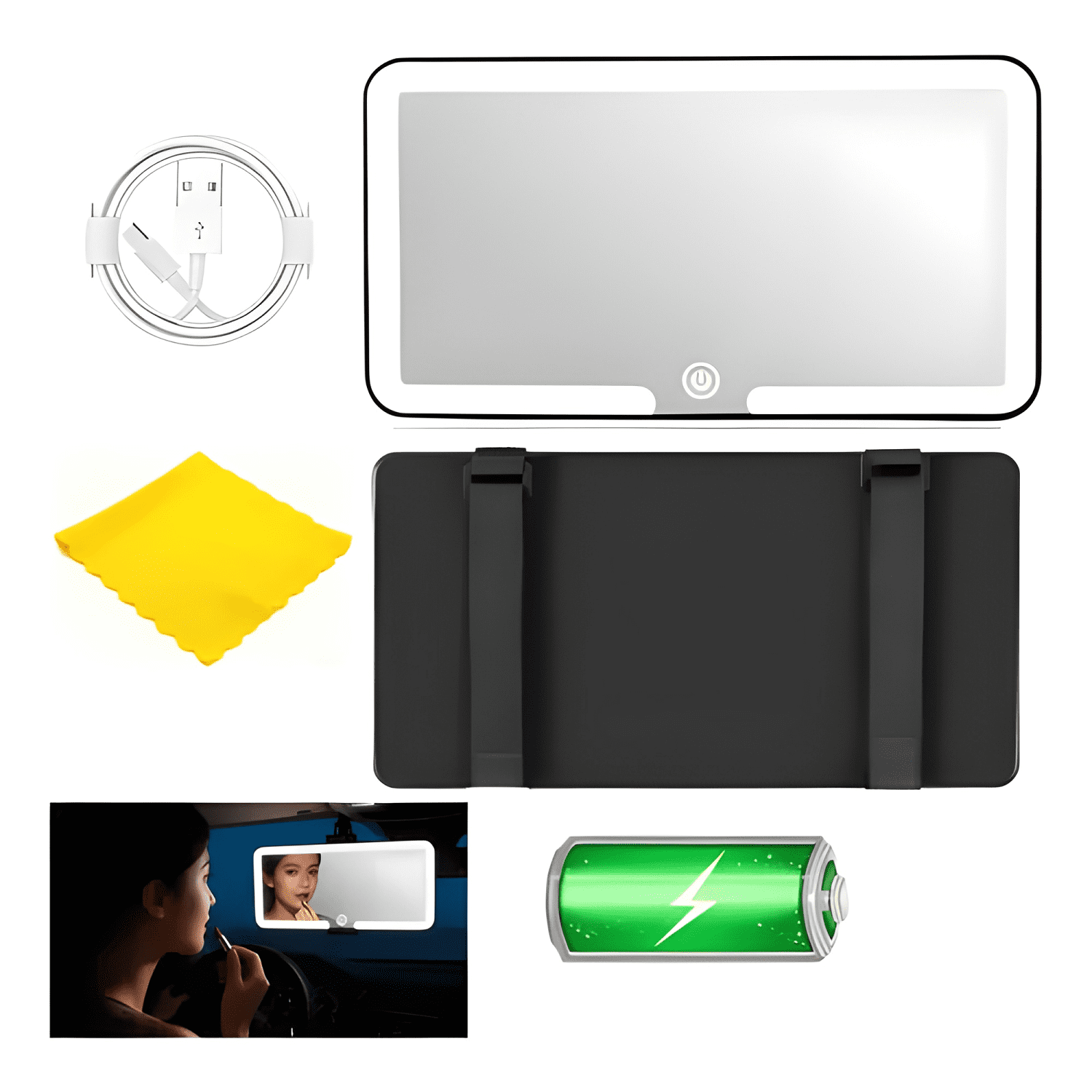 Espejo de Maquillaje de Visera de Coche con 3 Modos Luz Max-0