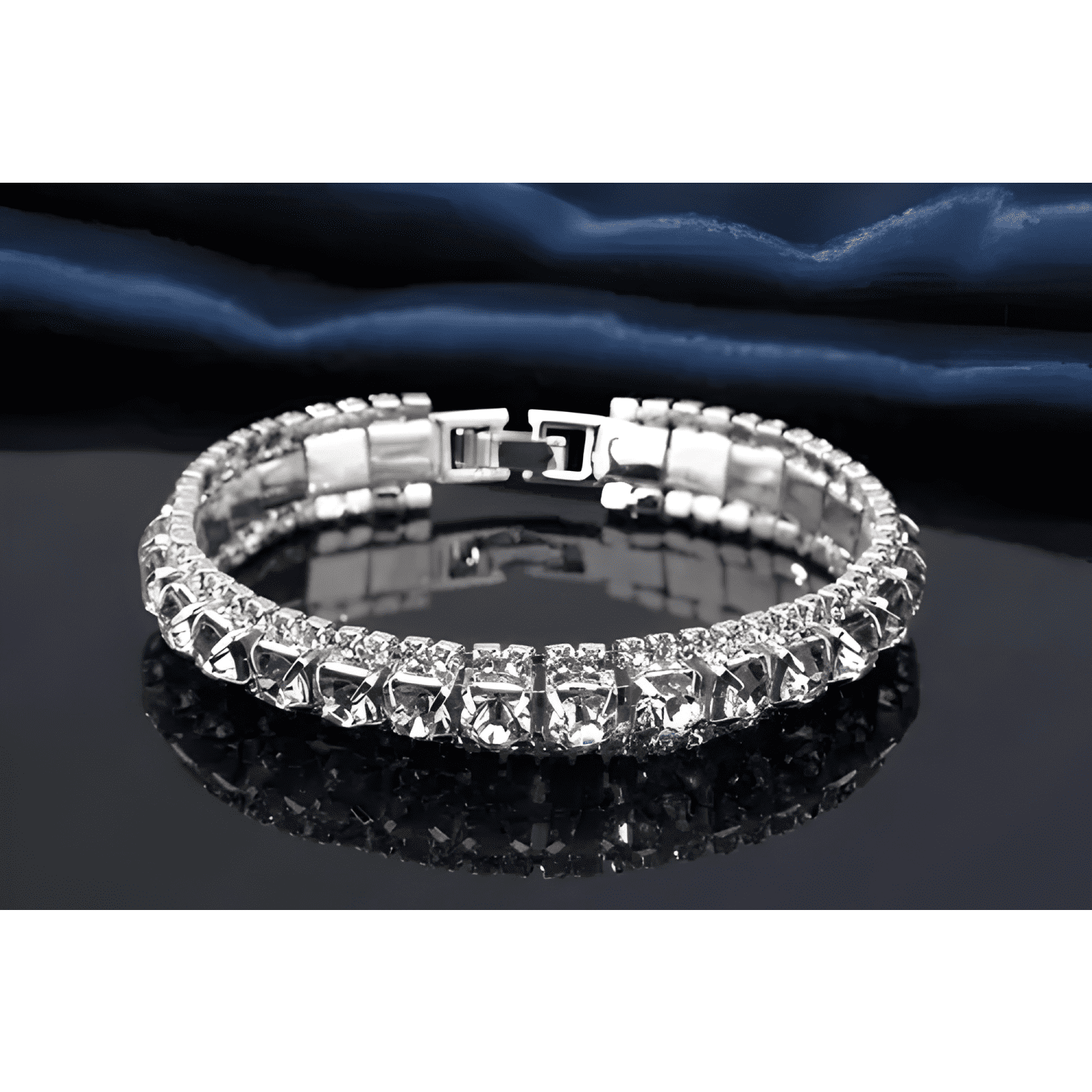 Pulsera plata 925 para dama mujer elegante circón cristal #3-4