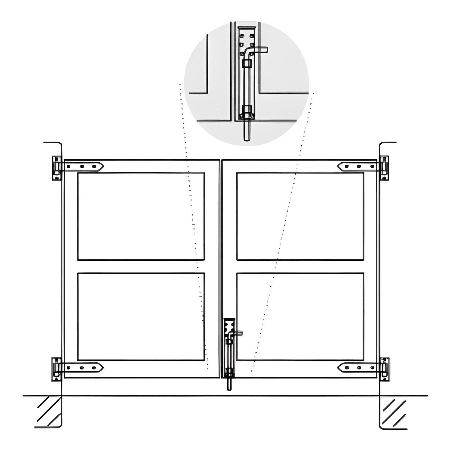 Picaporte vertical al piso 40 cm hierro forjado para portón-3