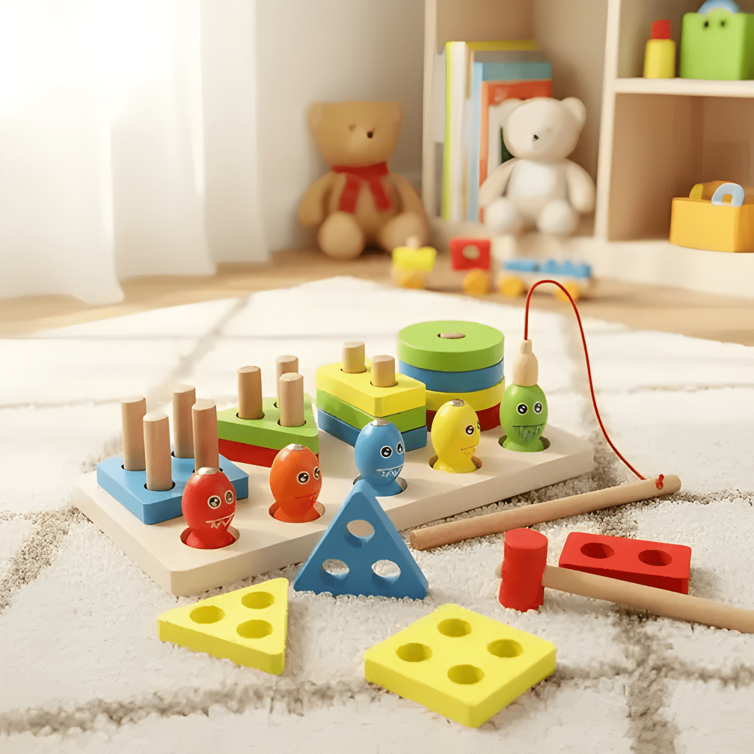Juego de encaje pesca magnético y encaje montessori-0