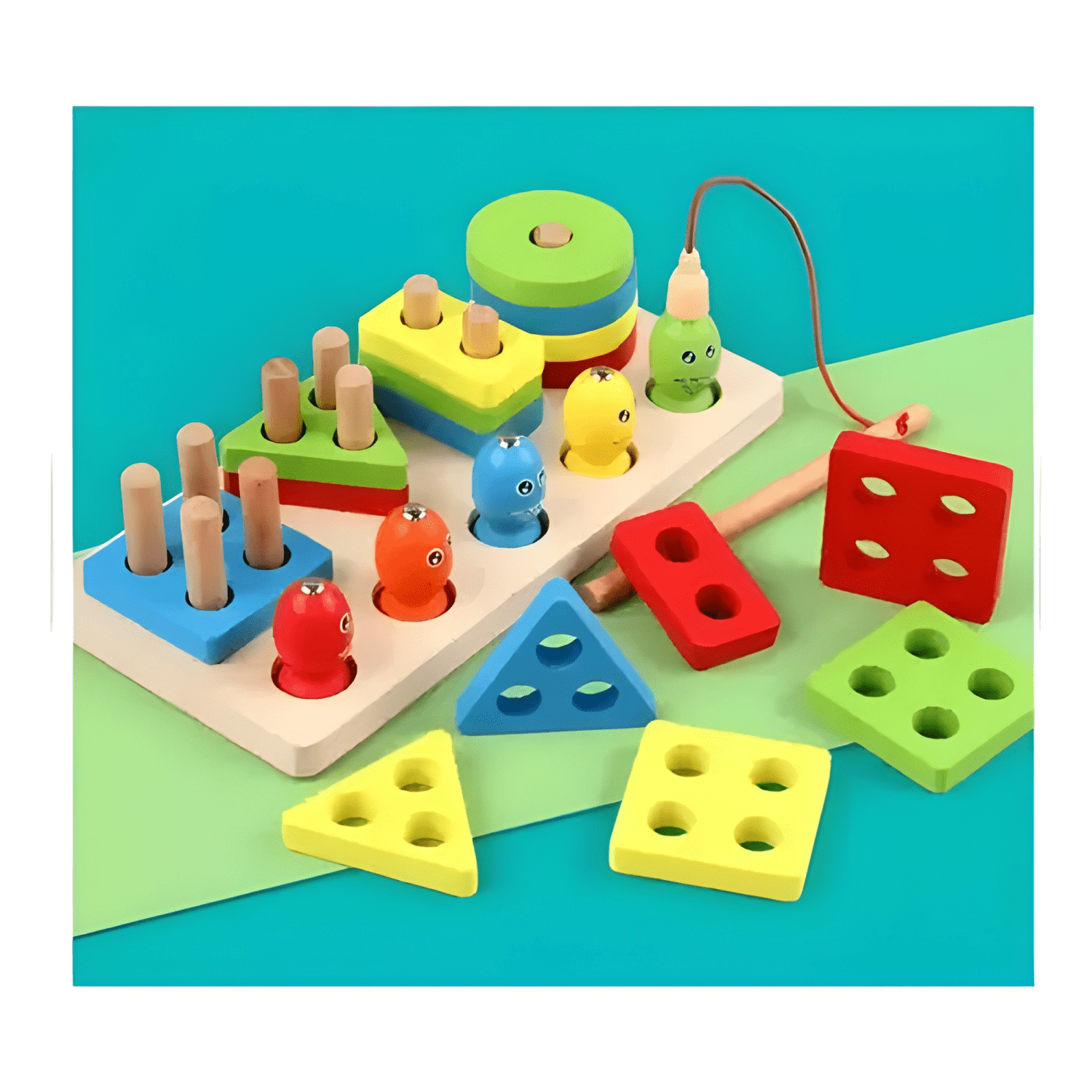 Juego de encaje pesca magnético y encaje montessori-3