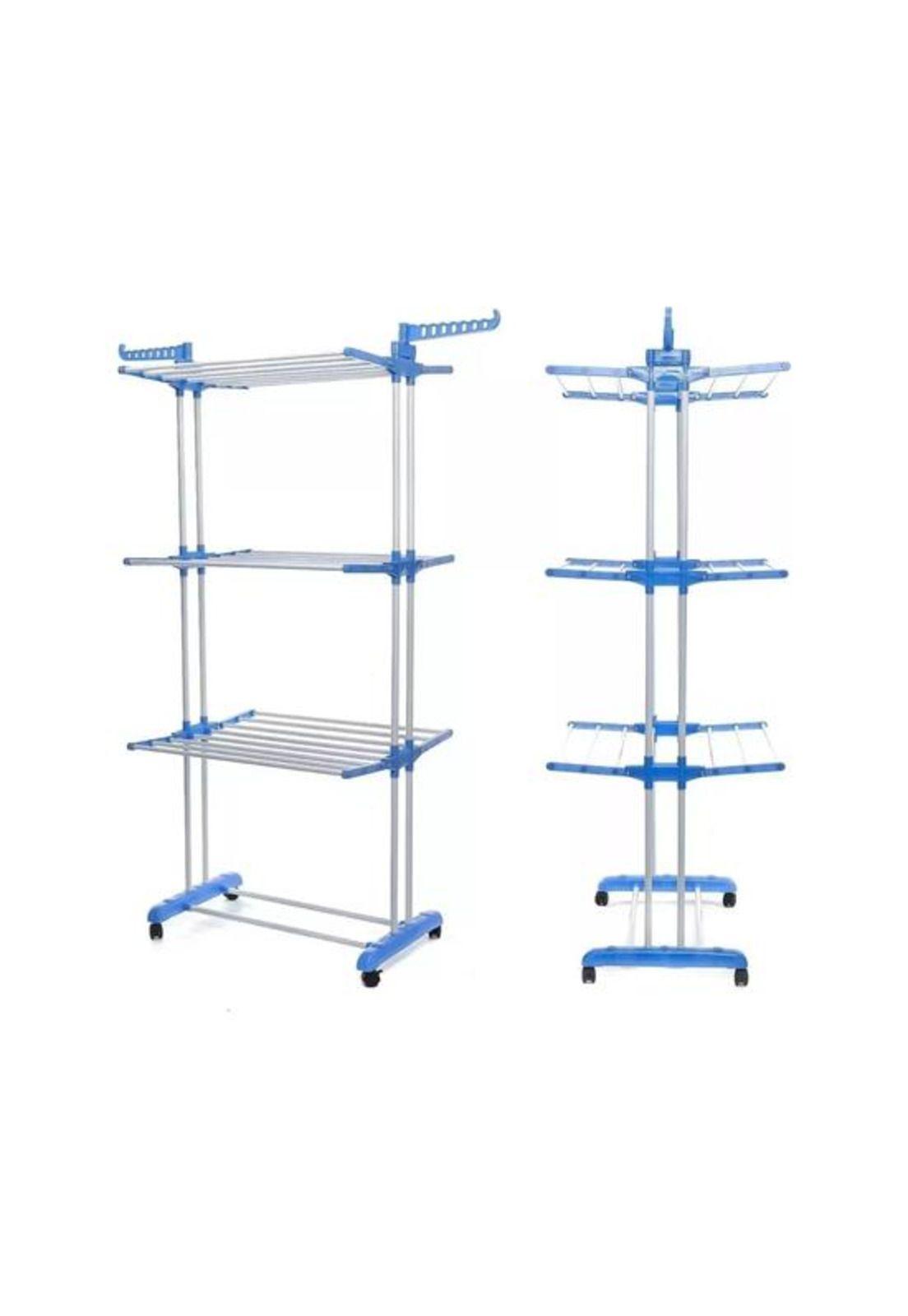 Tendedero organizador colgador ropa plegable 3 niveles, color azul-0