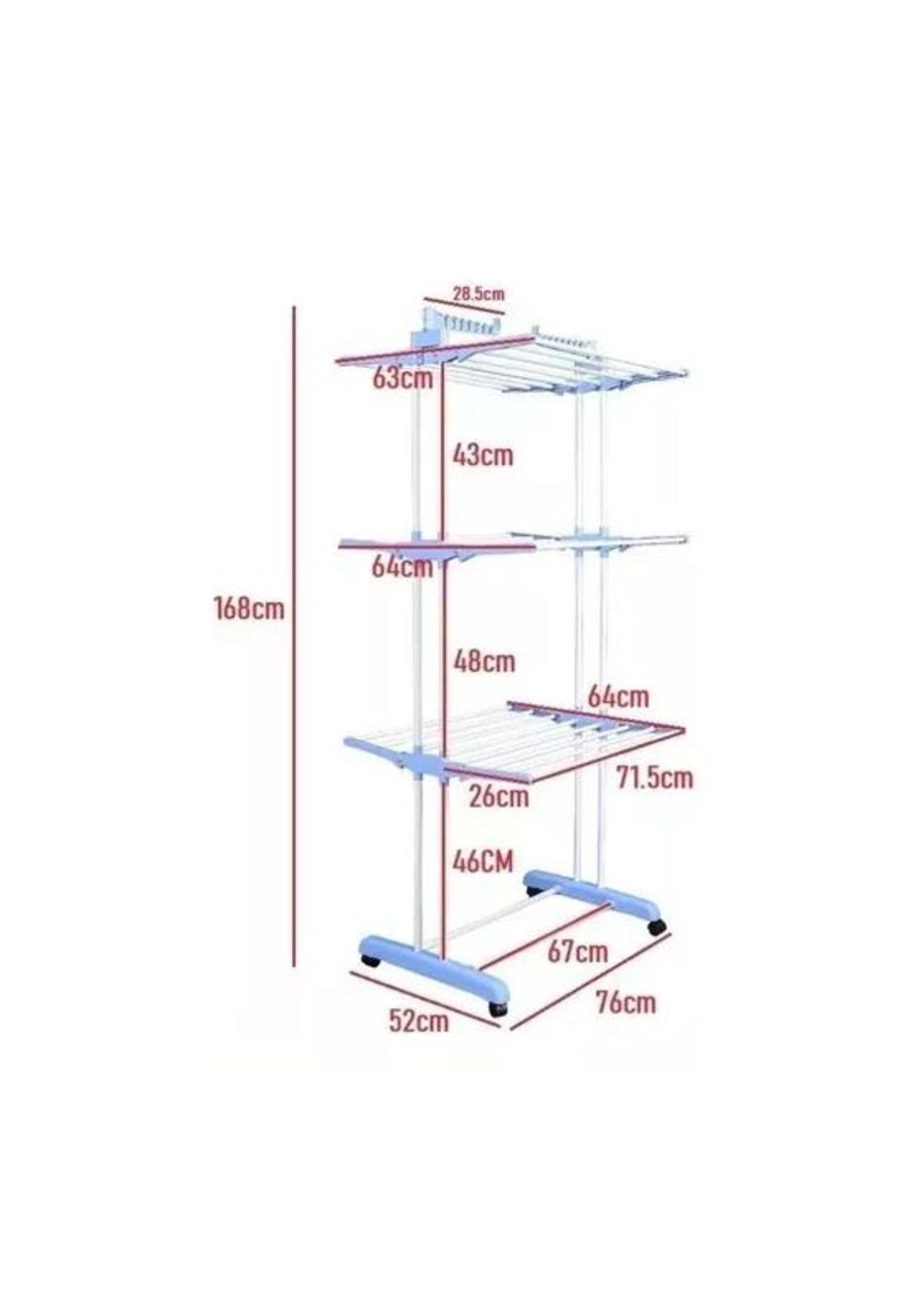 Tendedero organizador colgador ropa plegable 3 niveles, color azul-1