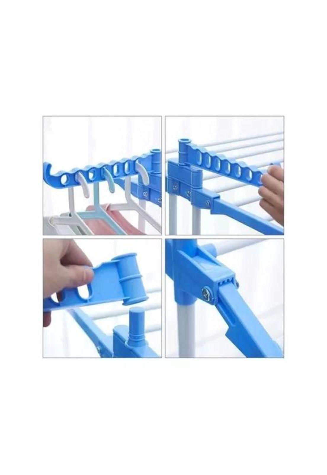 Tendedero organizador colgador ropa plegable 3 niveles, color azul-4