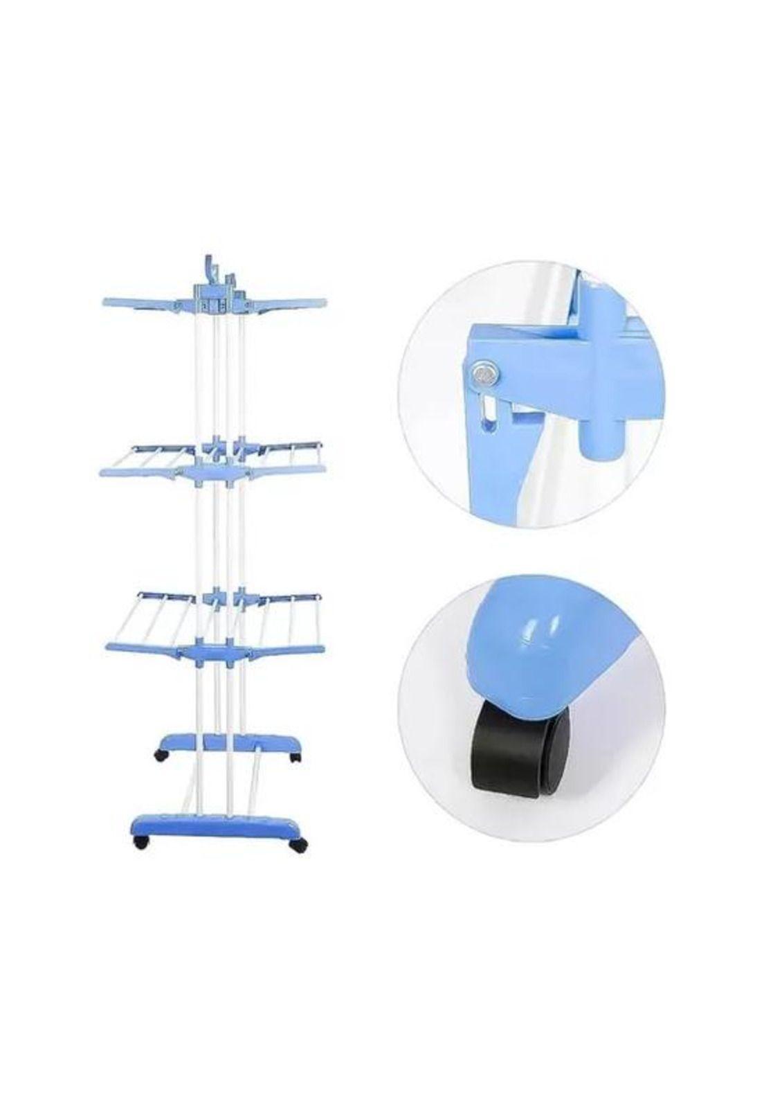 Tendedero organizador colgador ropa plegable 3 niveles, color azul-5