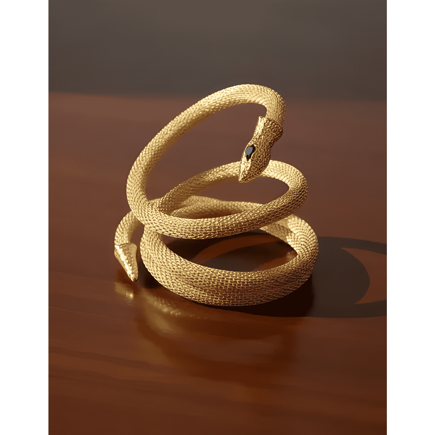Brazalete serpiente doble vuelta ajustable tendencia Dorado-1
