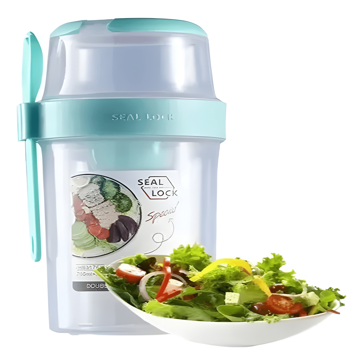 Vaso contenedor hermético para ensalada y cereal-0