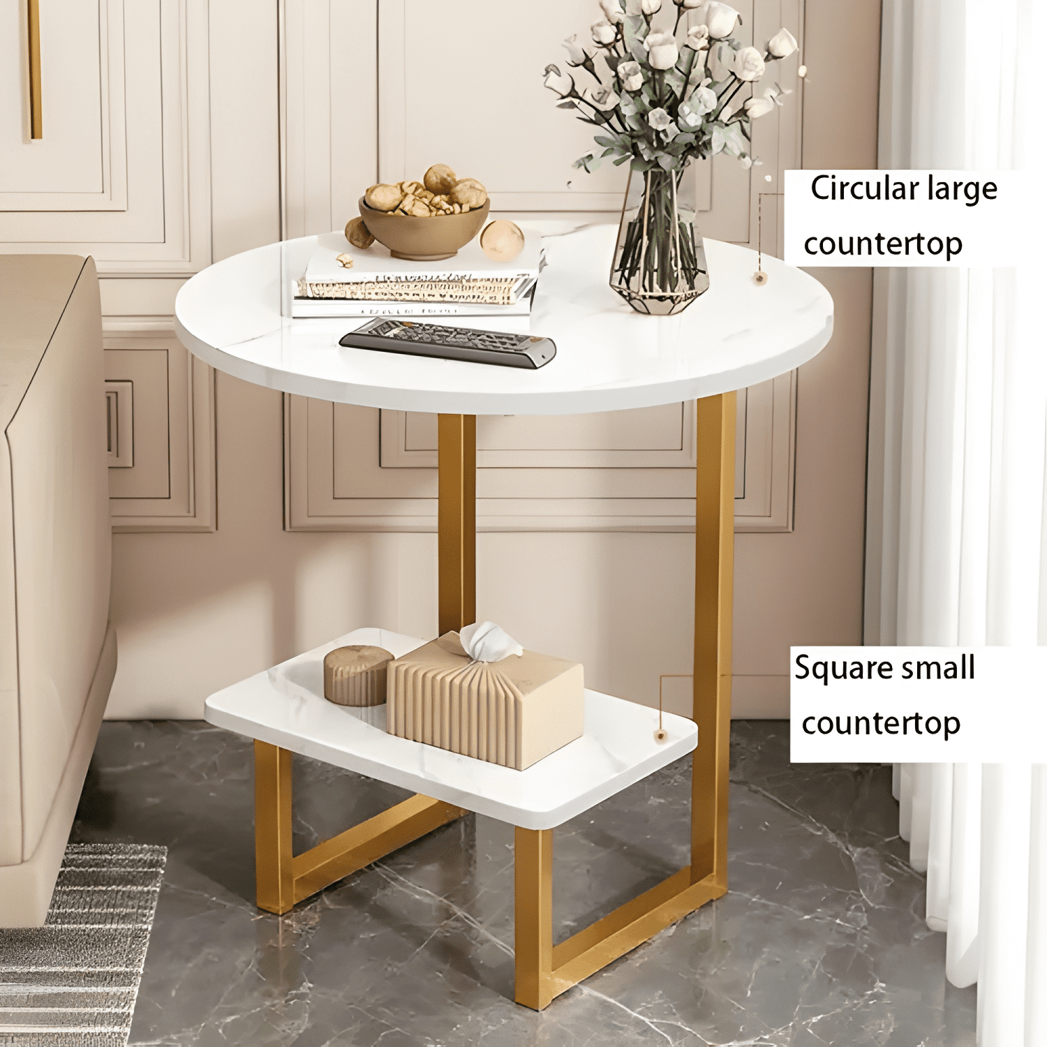 Mesa De Centro Redondo De Fierro Y Madera Living #1-4